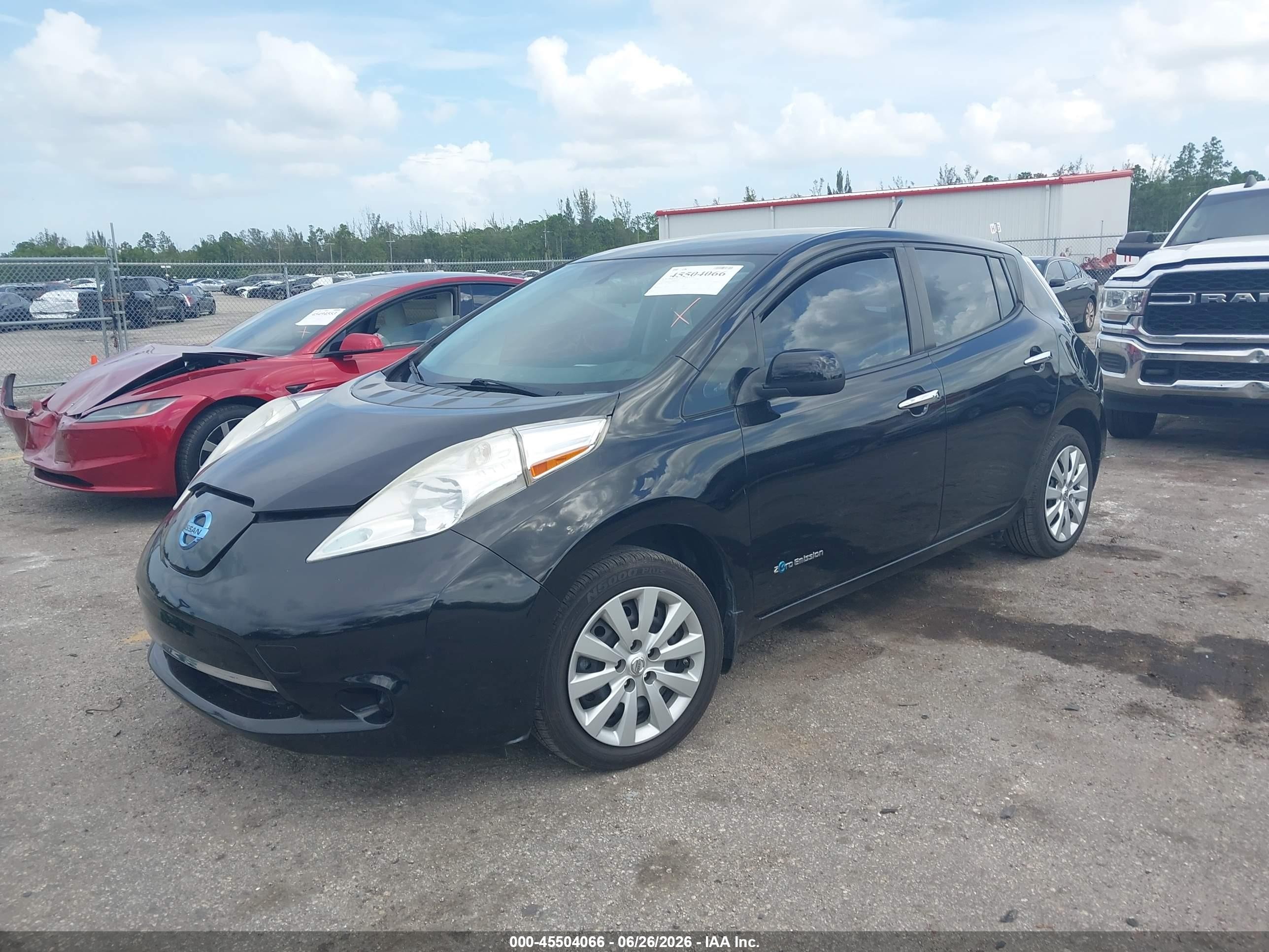 2015 Nissan Leaf S Black vin: 1N4AZ0CPXFC300810