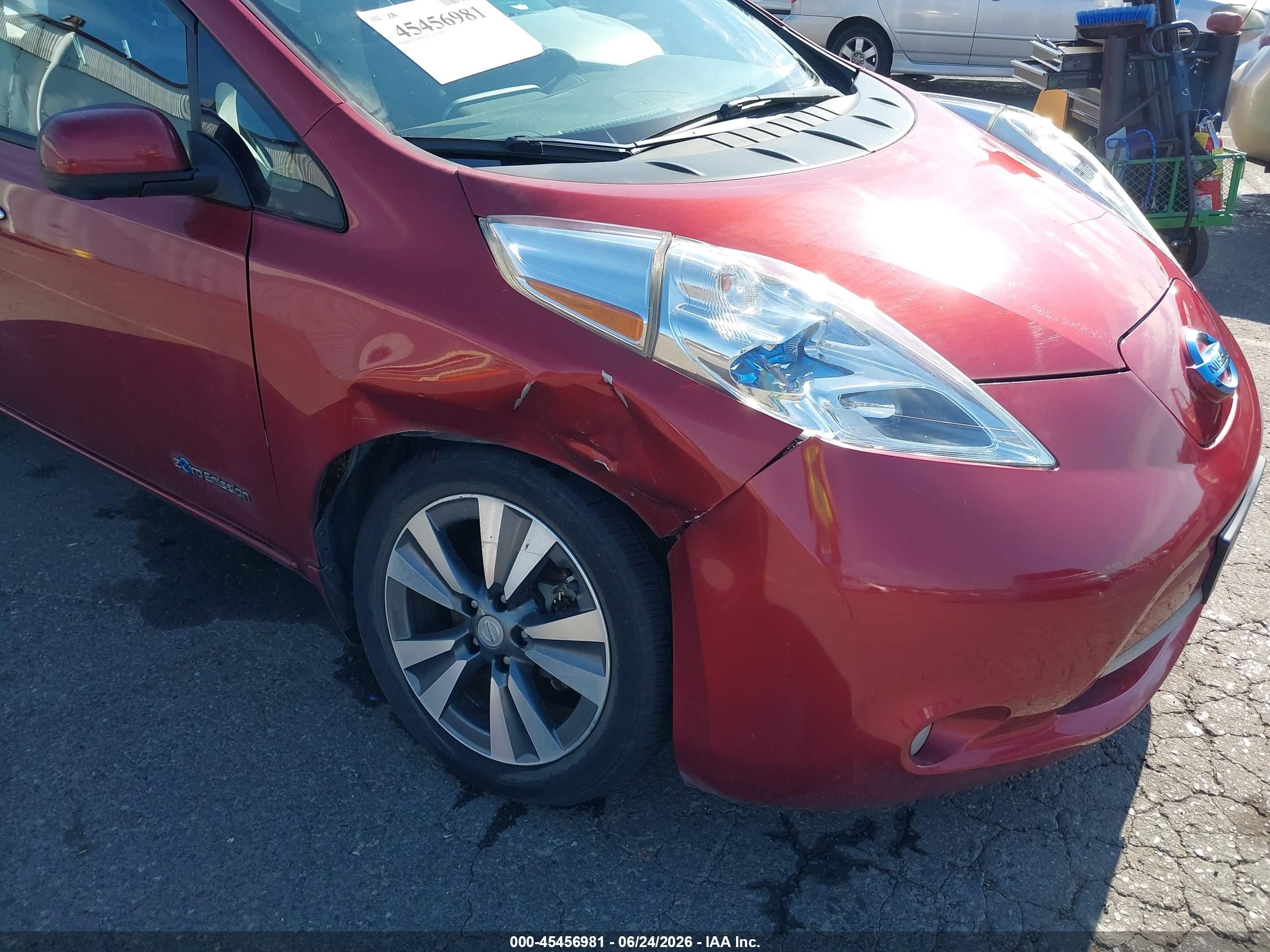 2015 Nissan Leaf Sl Red vin: 1N4AZ0CPXFC308910