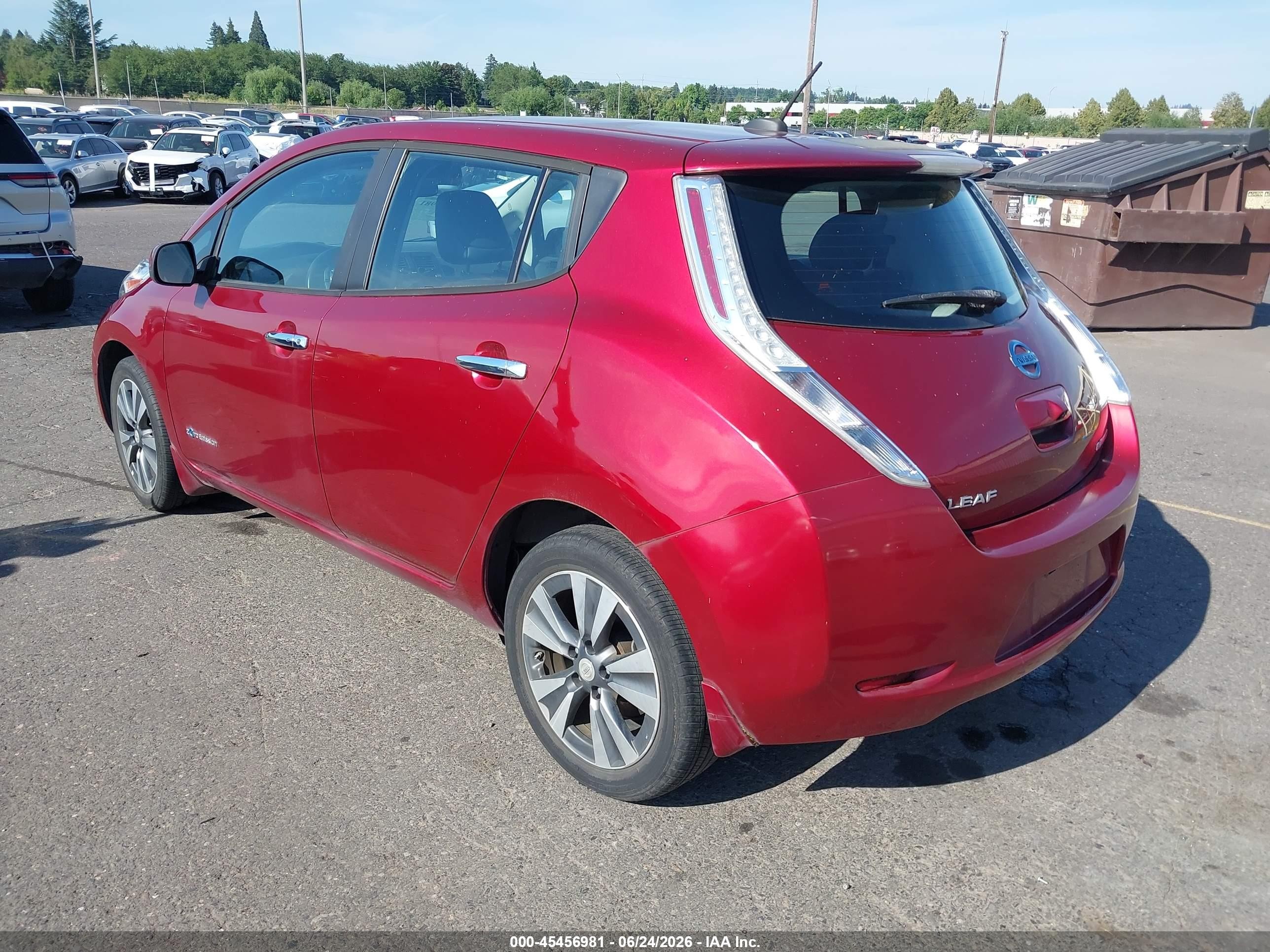 2015 Nissan Leaf Sl Red vin: 1N4AZ0CPXFC308910