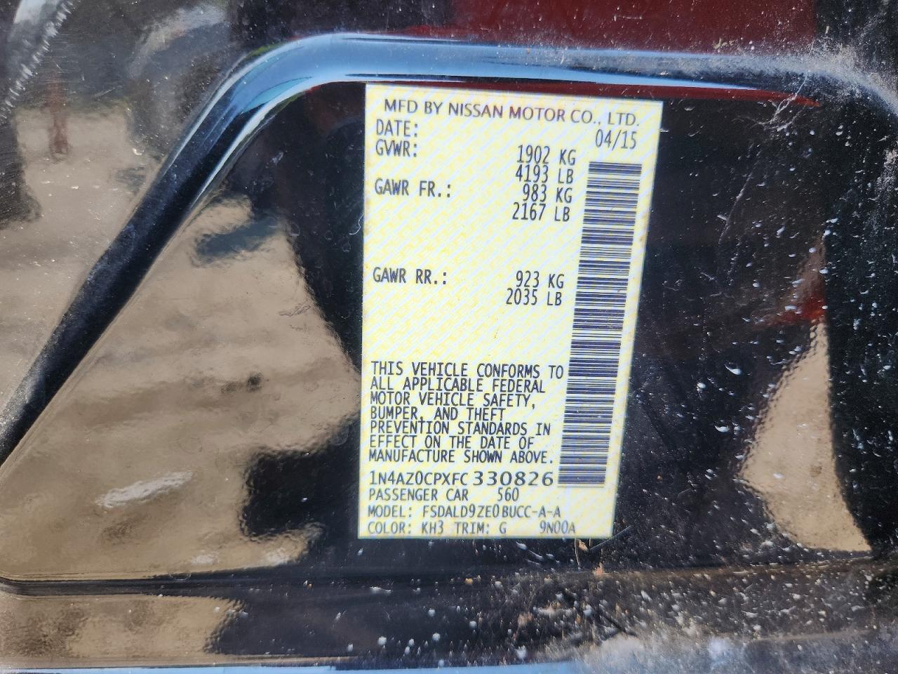 2015 Nissan Leaf S Black vin: 1N4AZ0CPXFC330826