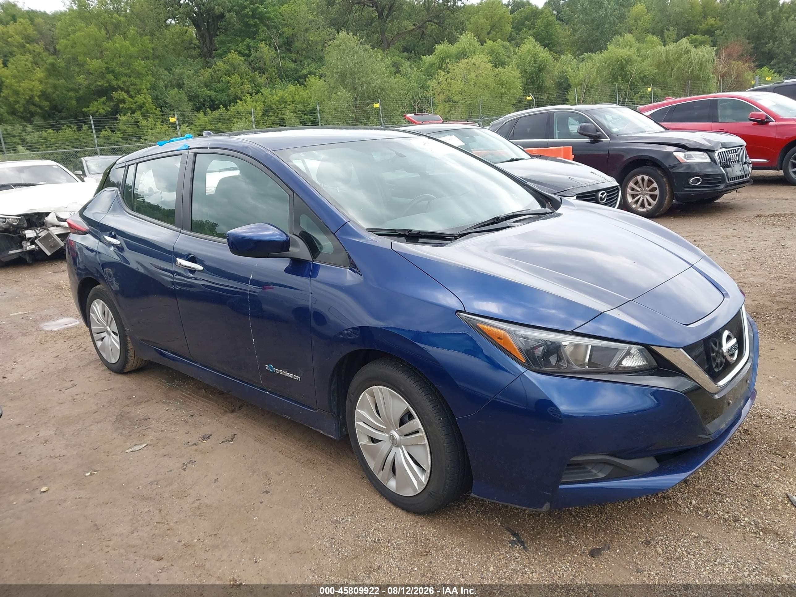 2018 Nissan Leaf S Blue vin: 1N4AZ1CP4JC308349