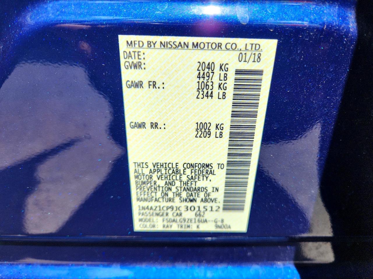 2018 Nissan Leaf Sl Blue vin: 1N4AZ1CP9JC301512
