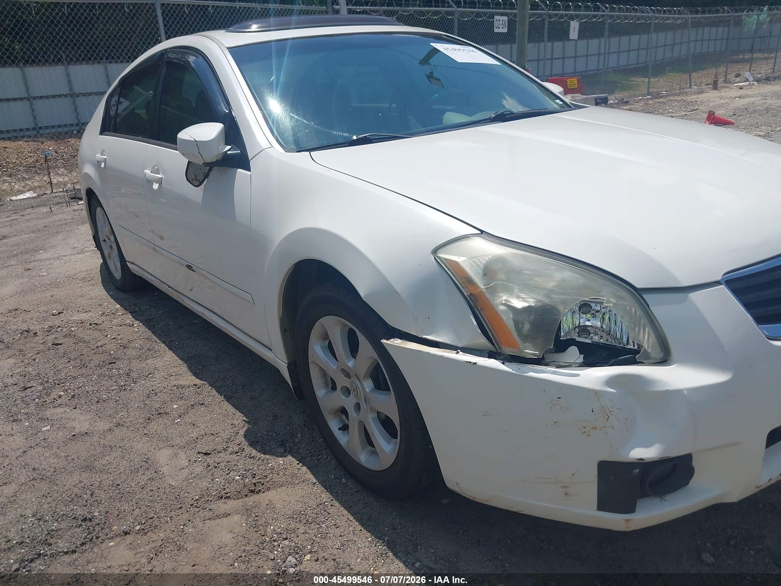 2007 Nissan Maxima 3.5 Sl White vin: 1N4BA41E17C837863