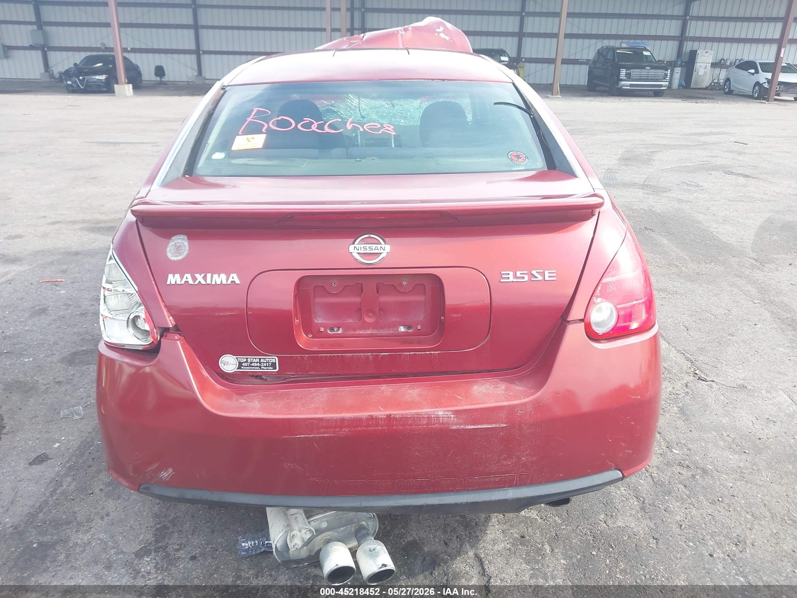 2008 Nissan Maxima 3.5 Se Red vin: 1N4BA41E18C814326