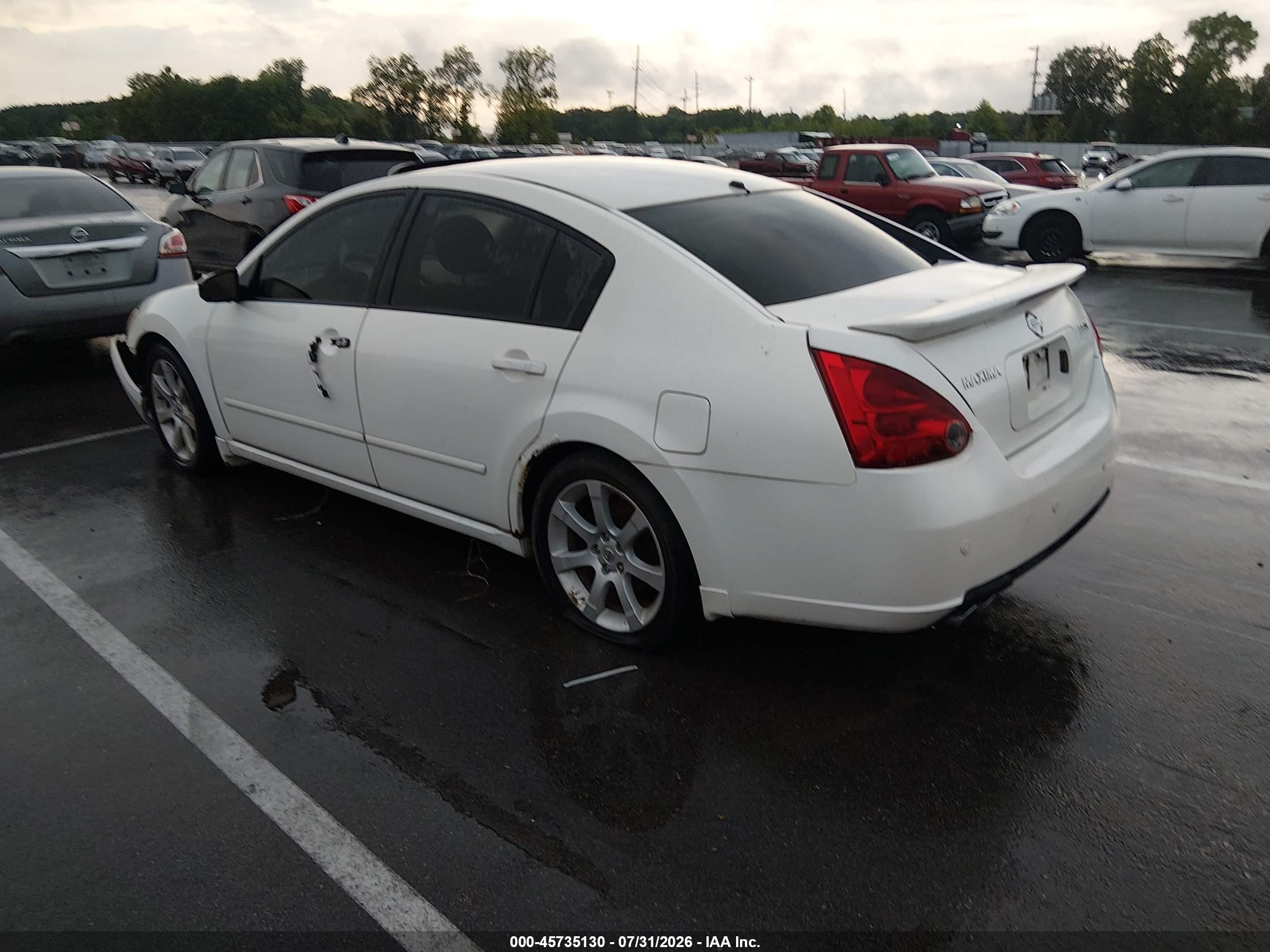 2007 Nissan Maxima 3.5 Se White vin: 1N4BA41E27C831926