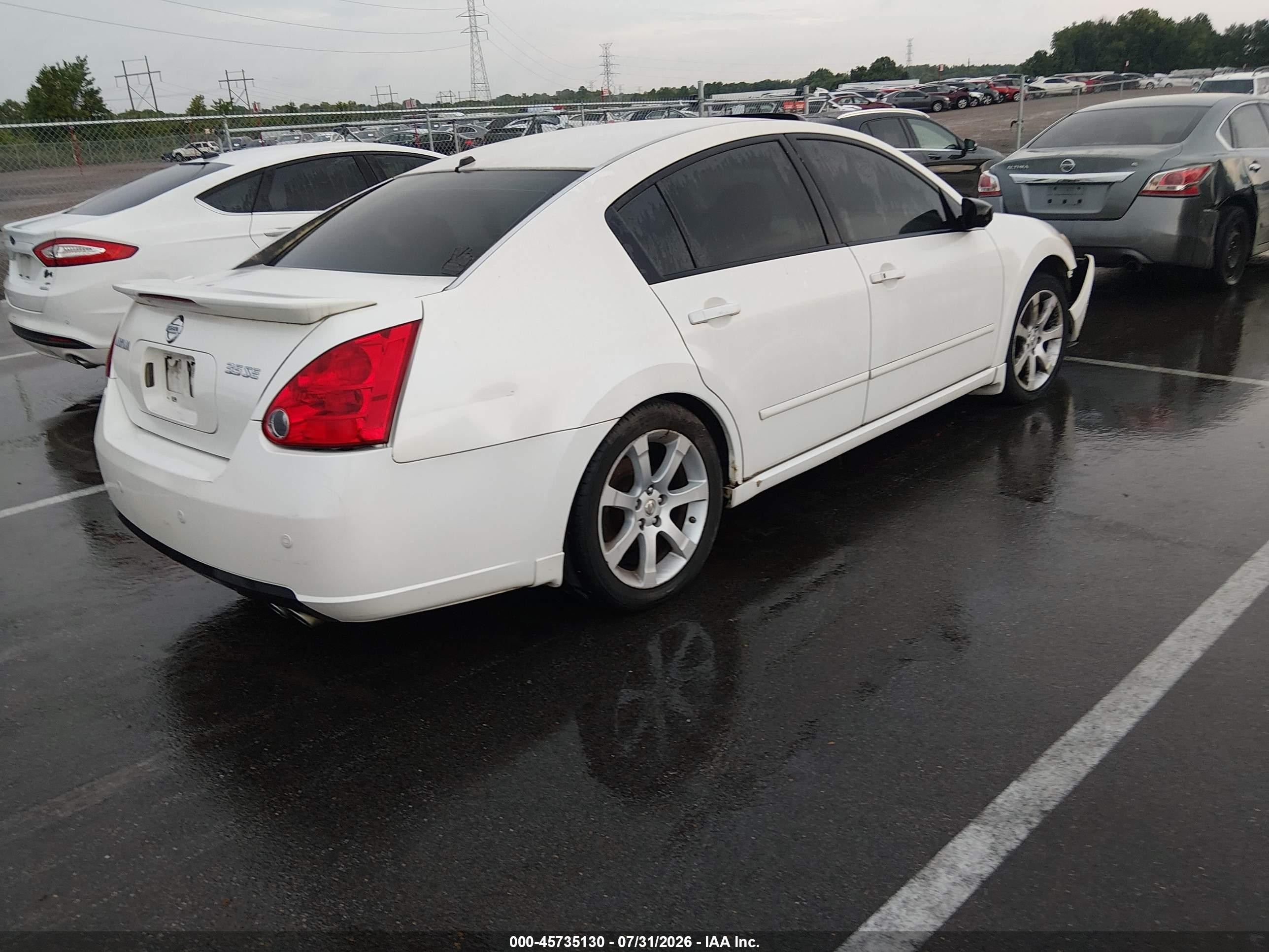 2007 Nissan Maxima 3.5 Se White vin: 1N4BA41E27C831926