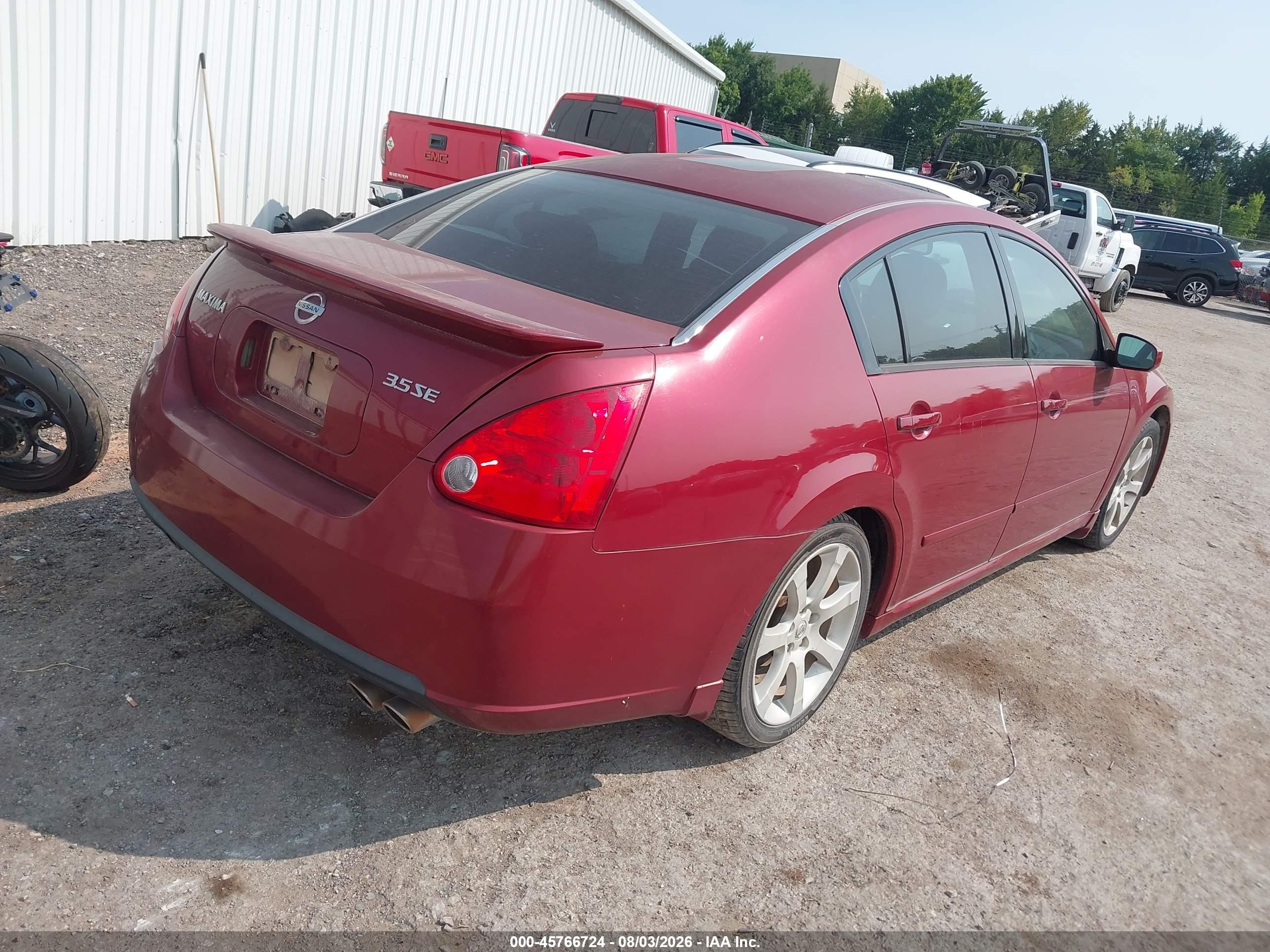 2008 Nissan Maxima 3.5 Se Red vin: 1N4BA41E78C827369
