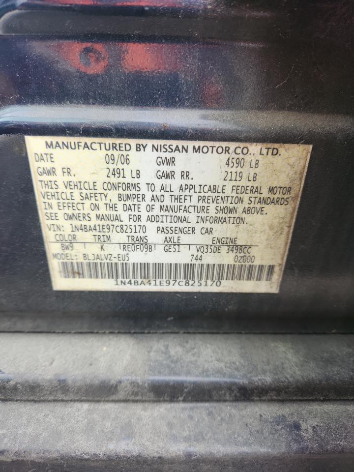 2007 Nissan Maxima 3.5 Se Blue vin: 1N4BA41E97C825170