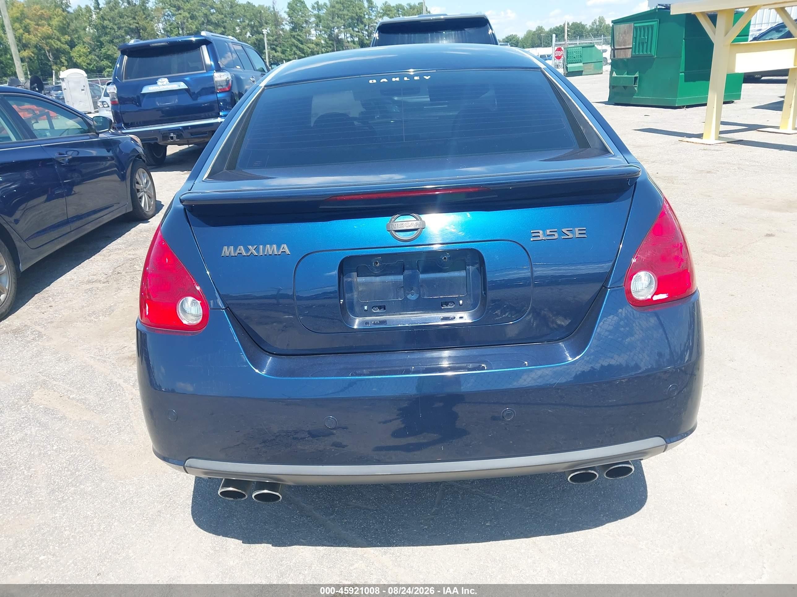 2007 Nissan Maxima 3.5 Se Blue vin: 1N4BA41E97C842633