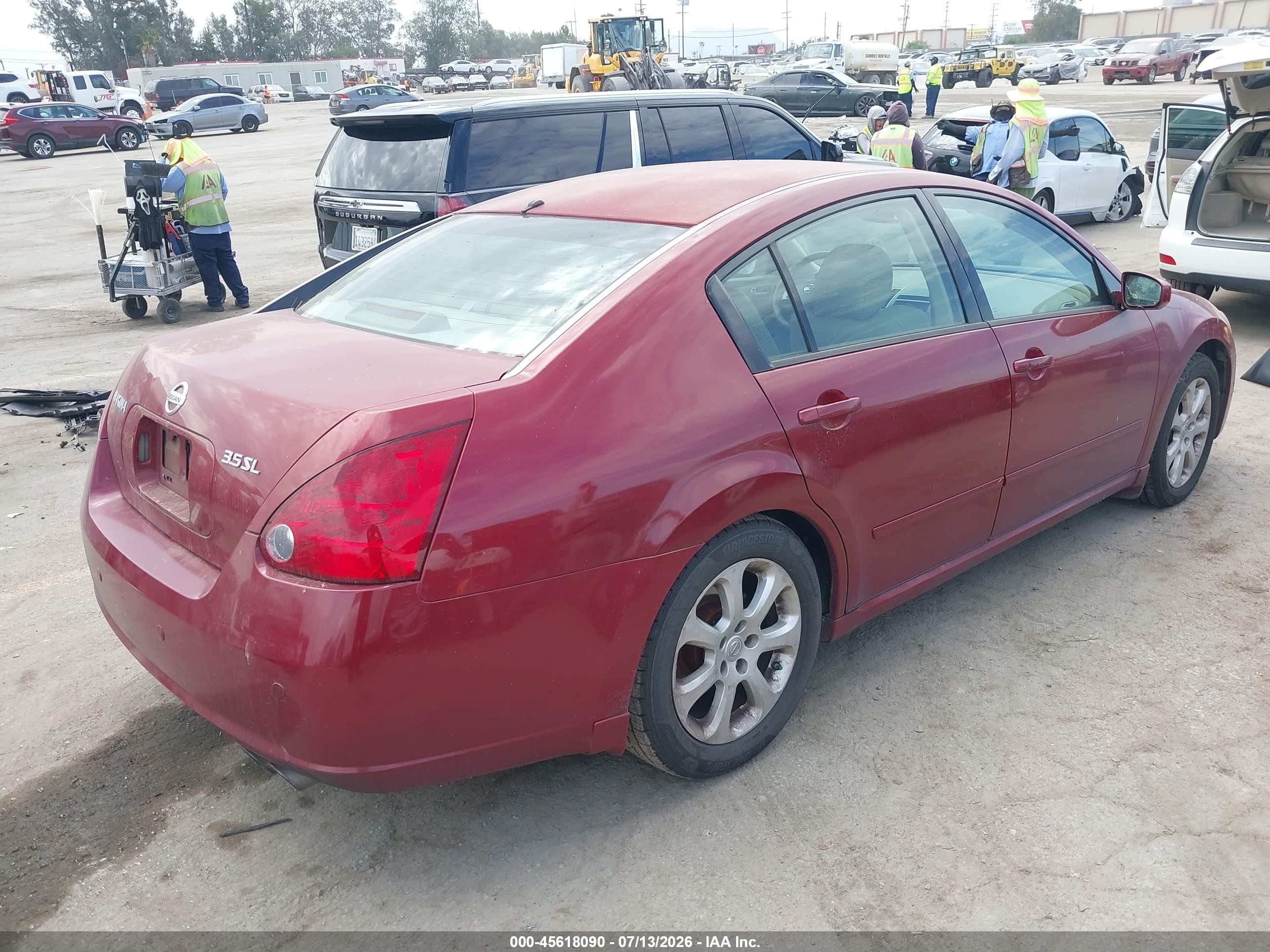 2007 Nissan Maxima 3.5 Sl Red vin: 1N4BA41E97C853499