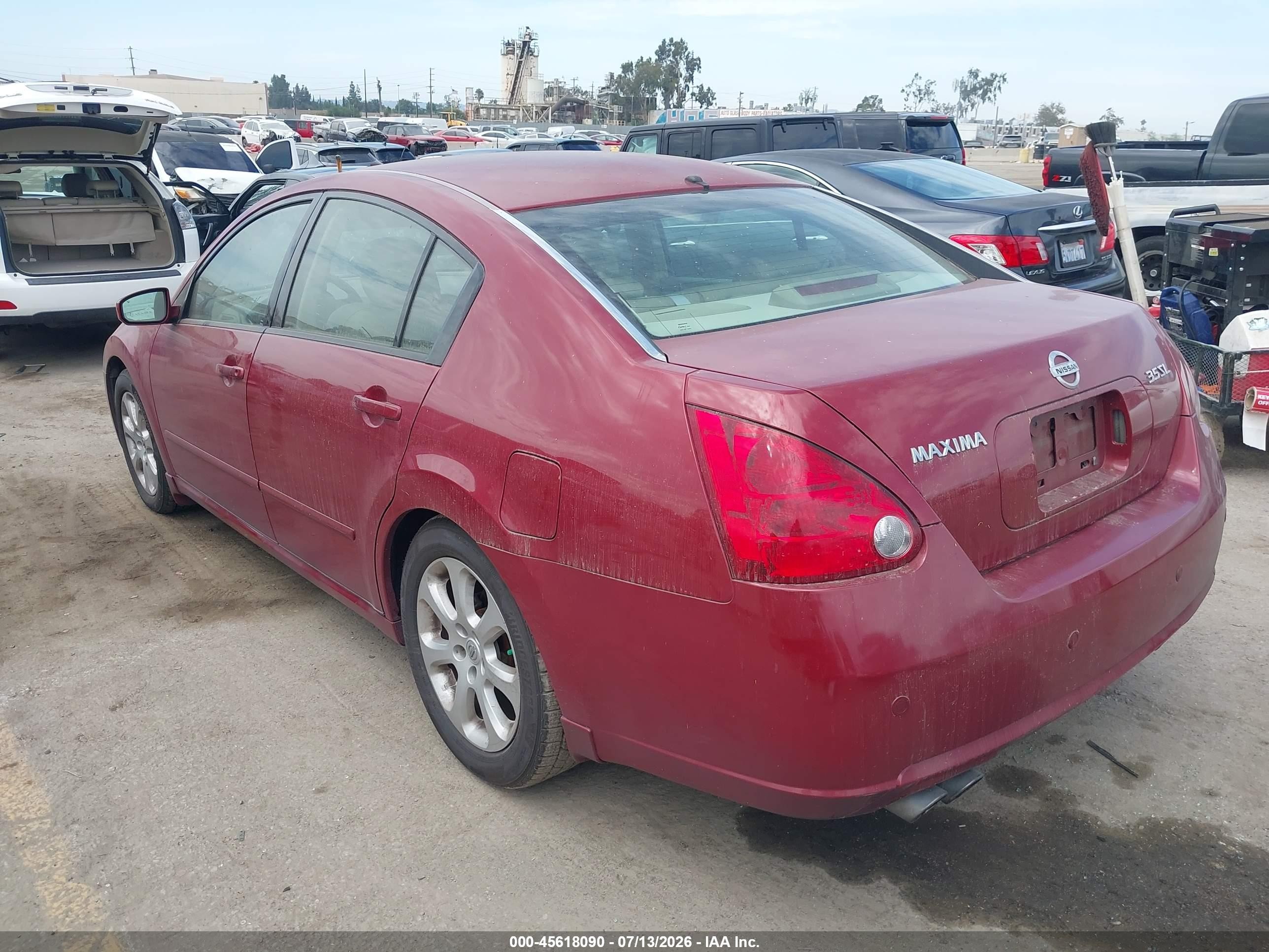 2007 Nissan Maxima 3.5 Sl Red vin: 1N4BA41E97C853499