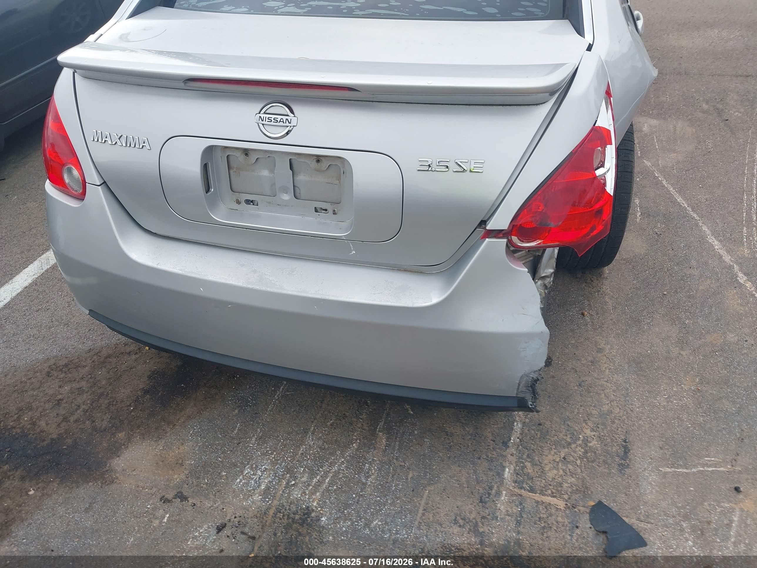 2008 Nissan Maxima 3.5 Se Gray vin: 1N4BA41EX8C839001