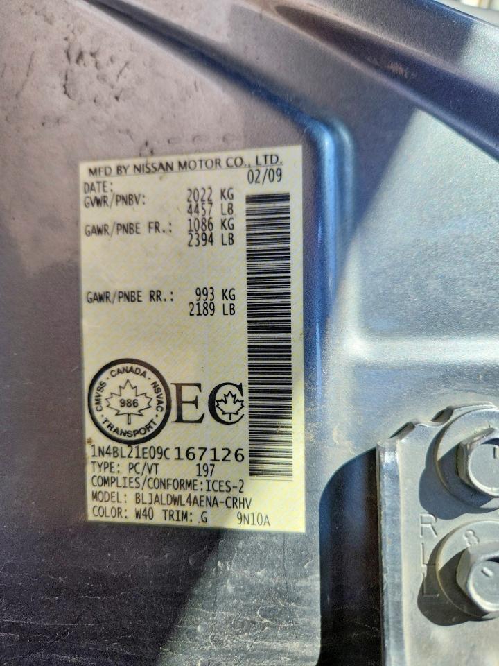 2009 Nissan Altima 3.5 Se Серебряный vin: 1N4BL21E09C167126