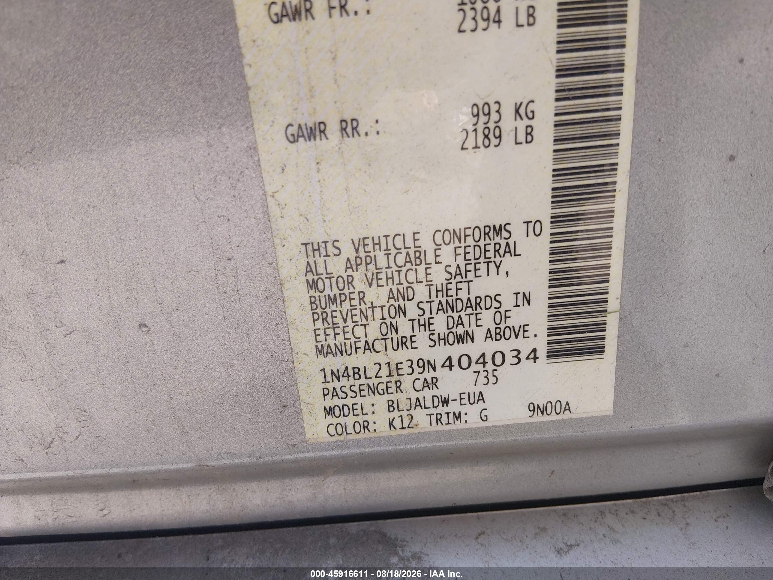 2009 Nissan Altima 3.5 Se Silver vin: 1N4BL21E39N404034