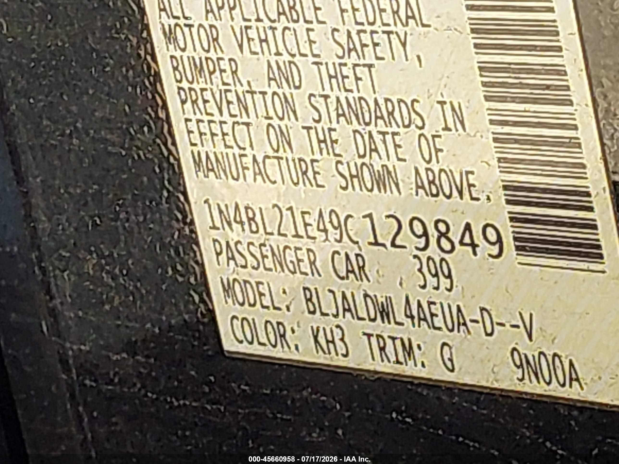 2009 Nissan Altima 3.5 Se Black vin: 1N4BL21E49C129849