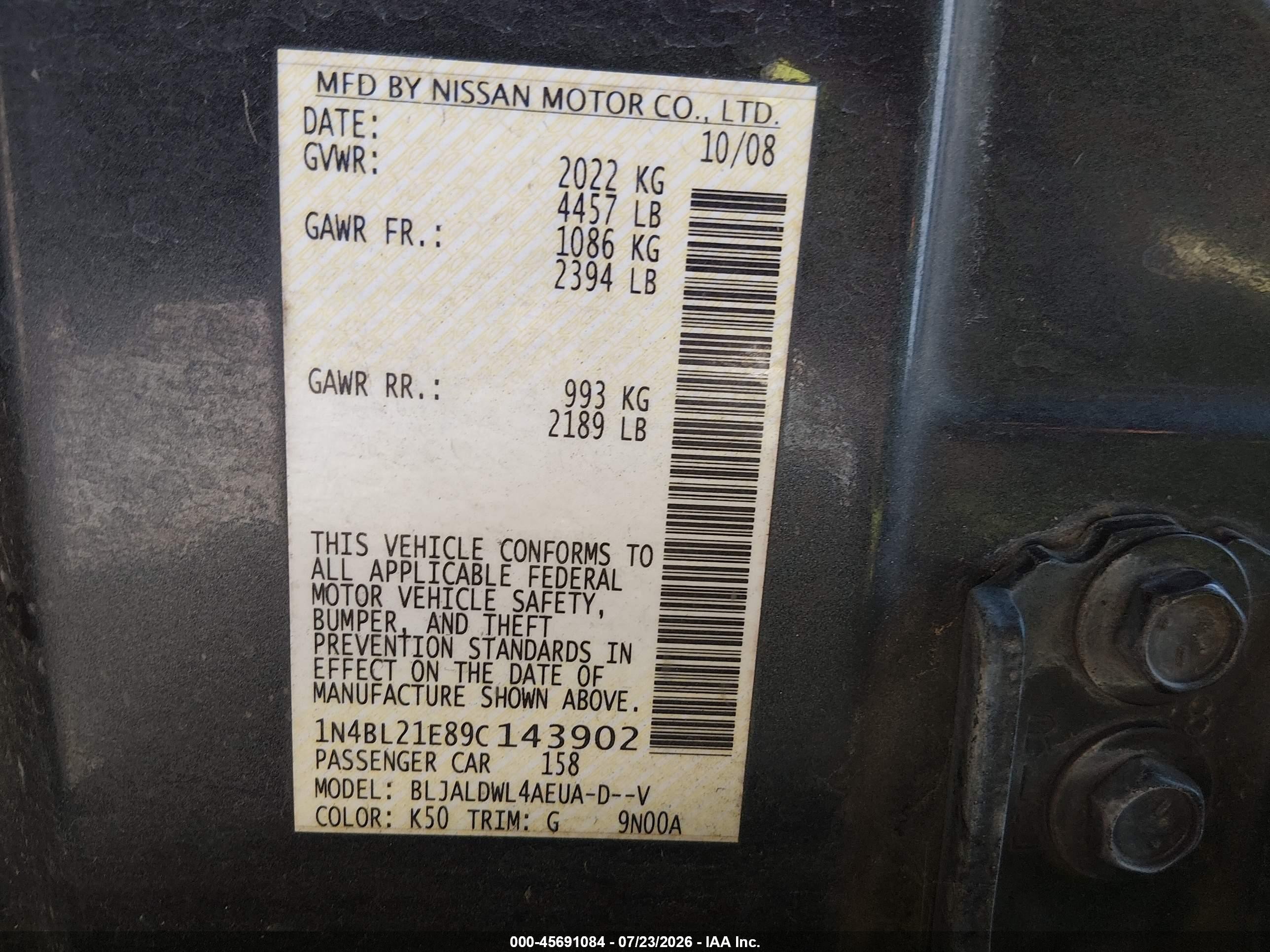 2009 Nissan Altima 3.5 Se Gray vin: 1N4BL21E89C143902
