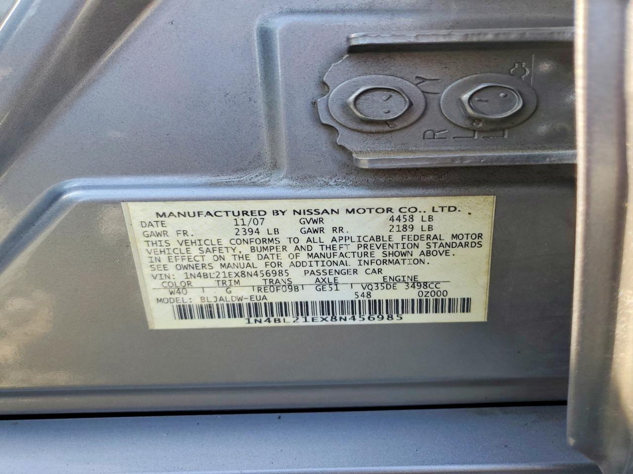 2008 Nissan Altima 3.5 Se Gray vin: 1N4BL21EX8N456985