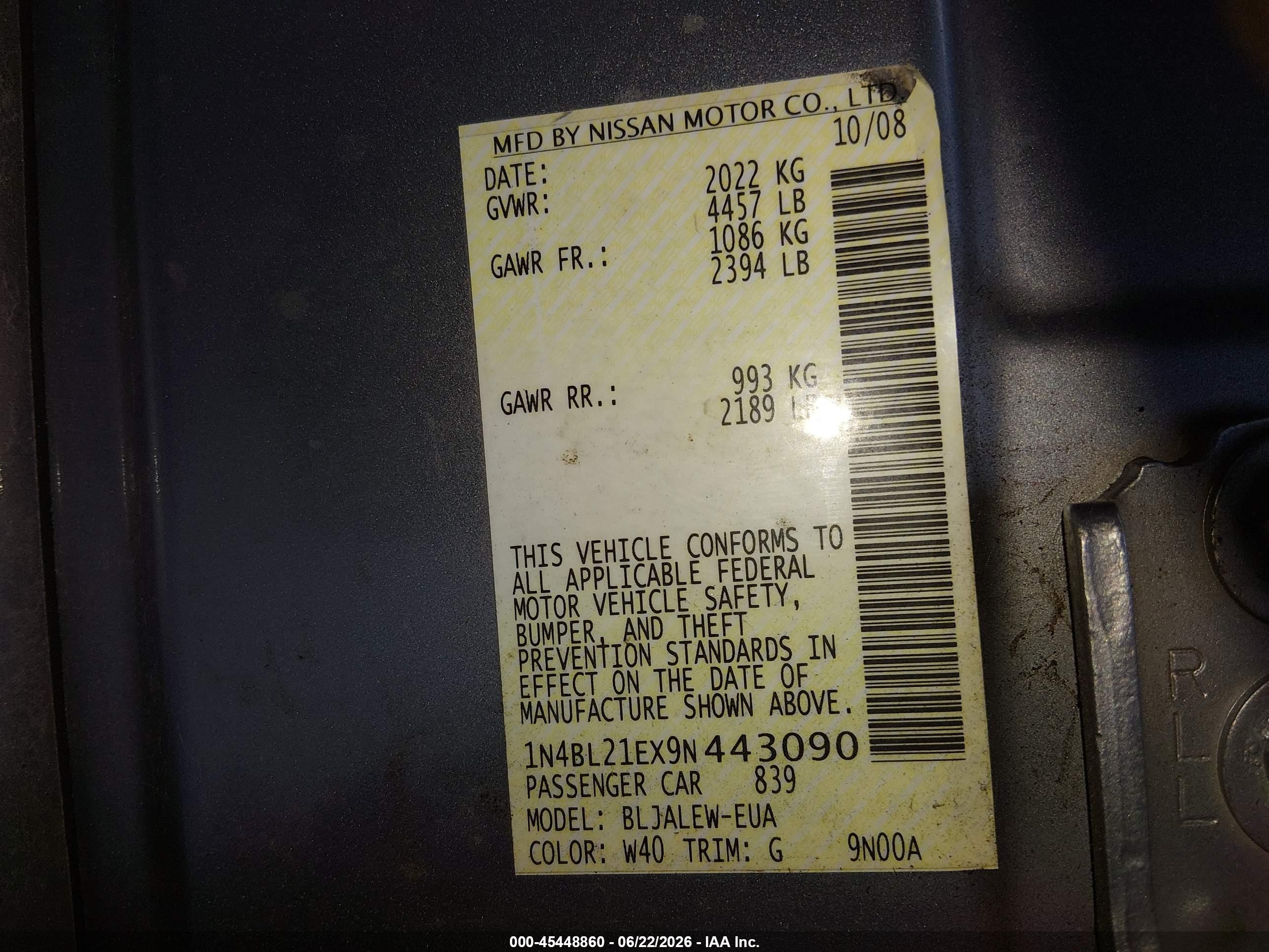 2009 Nissan Altima 3.5 Sl Silver vin: 1N4BL21EX9N443090