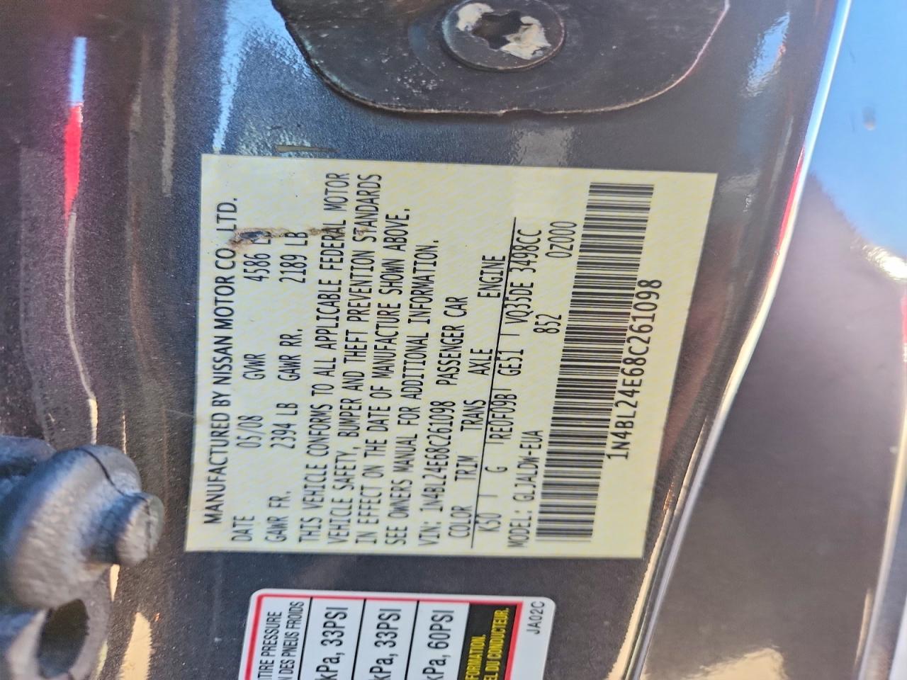 2008 Nissan Altima 3.5 Se Gray vin: 1N4BL24E68C261098