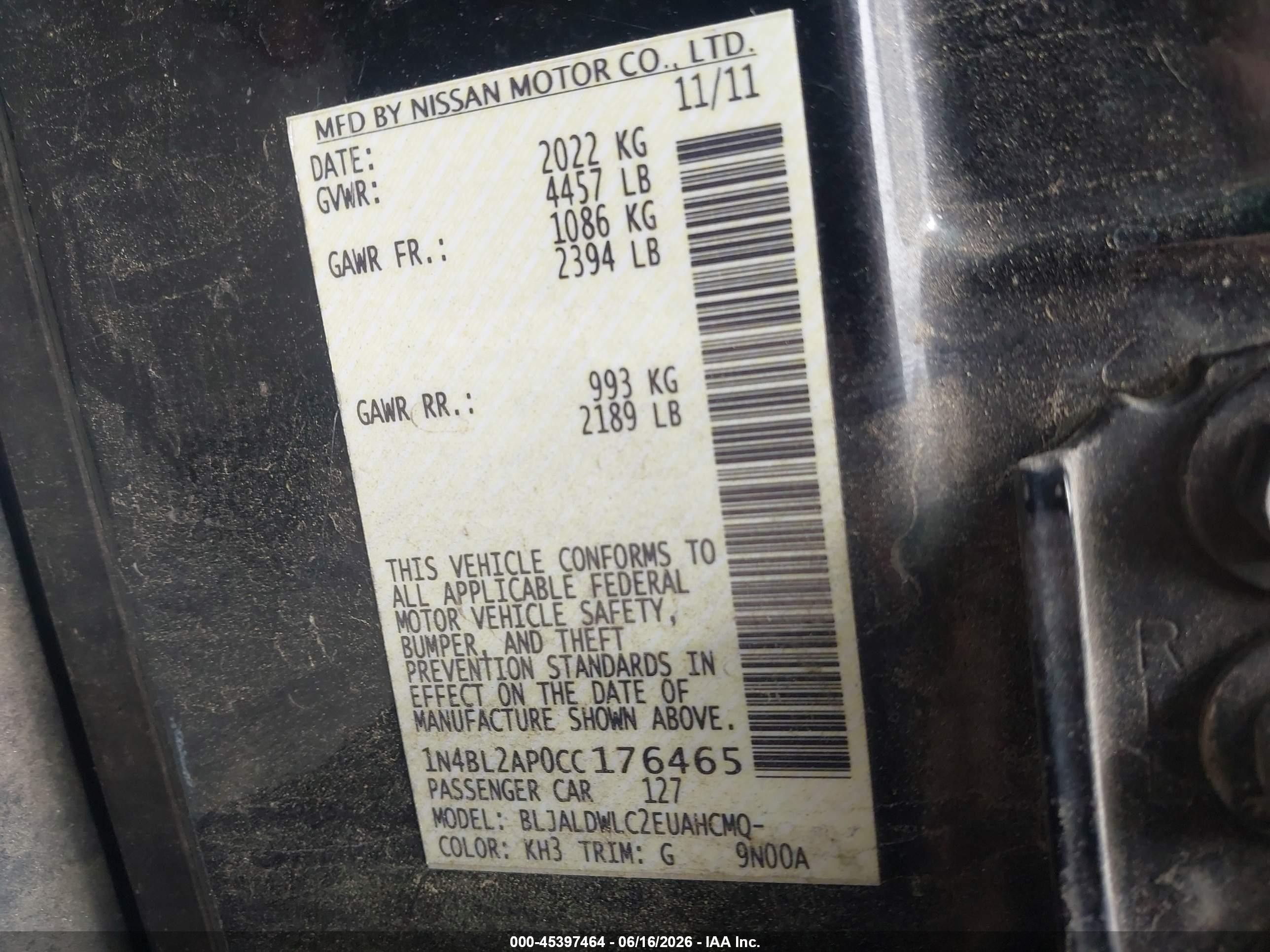 2012 Nissan Altima 3.5 Sr Black vin: 1N4BL2AP0CC176465