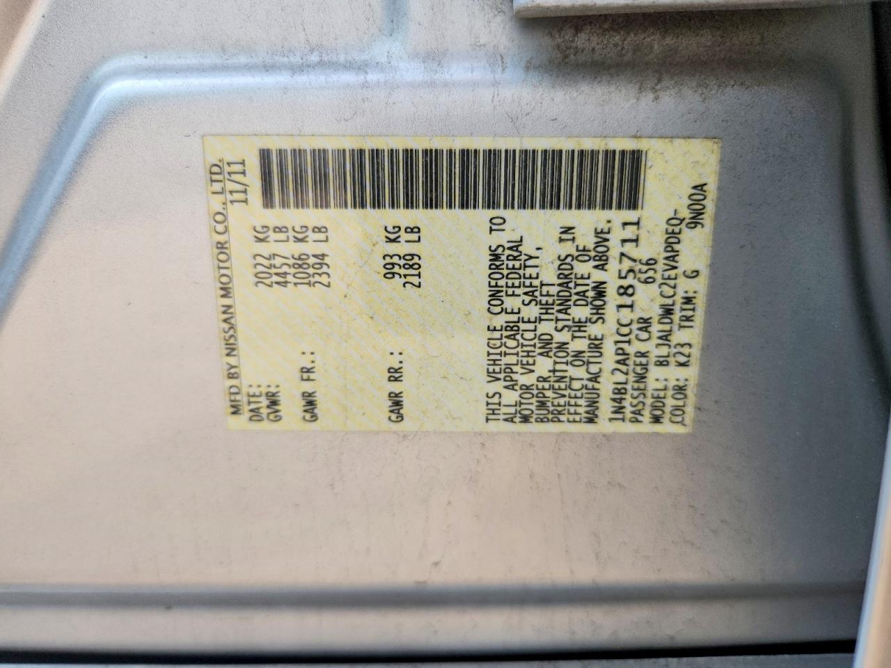2012 Nissan Altima Sr Серебряный vin: 1N4BL2AP1CC185711