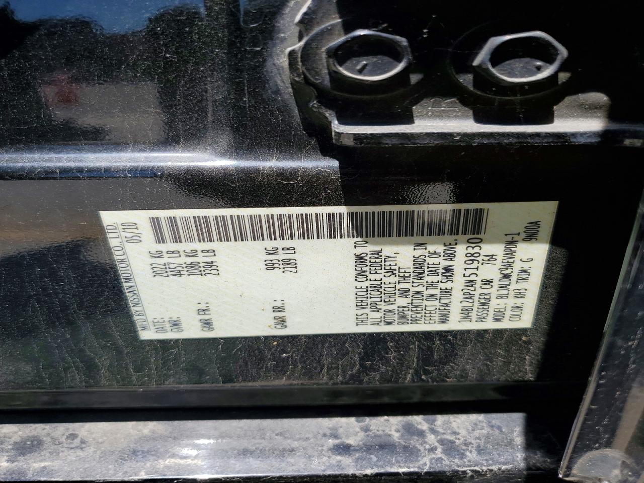 2010 Nissan Altima Sr Black vin: 1N4BL2AP2AN519830