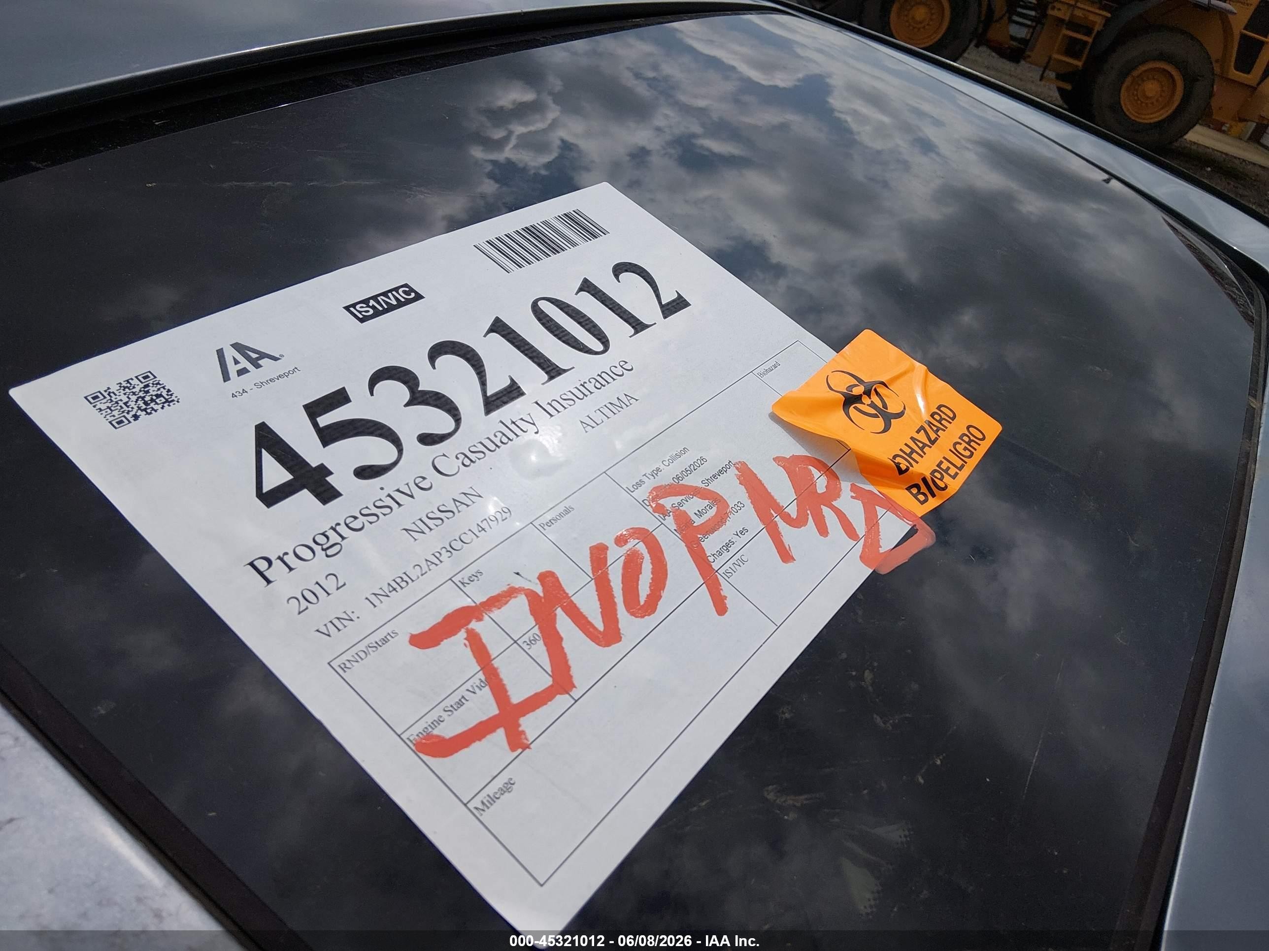 2012 Nissan Altima 3.5 Sr Blue vin: 1N4BL2AP3CC147929