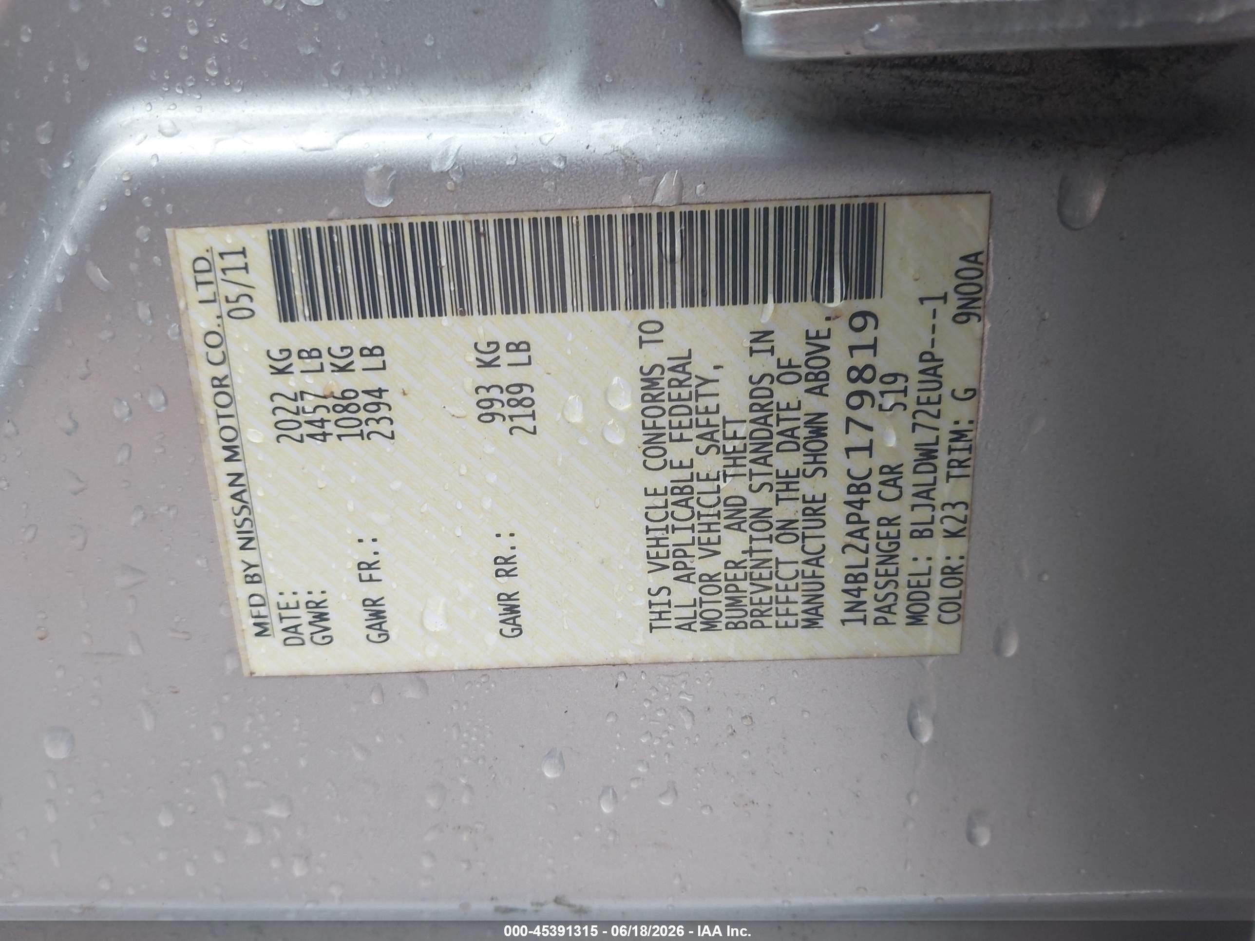 2011 Nissan Altima 3.5 Sr Silver vin: 1N4BL2AP4BC179819