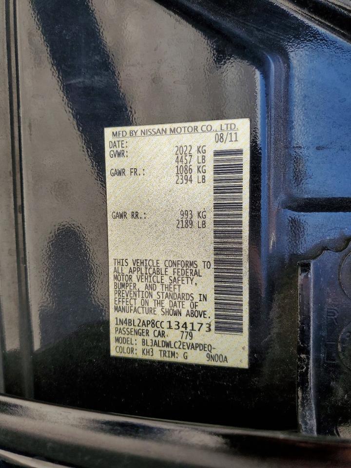 2012 Nissan Altima Sr Черный vin: 1N4BL2AP8CC134173