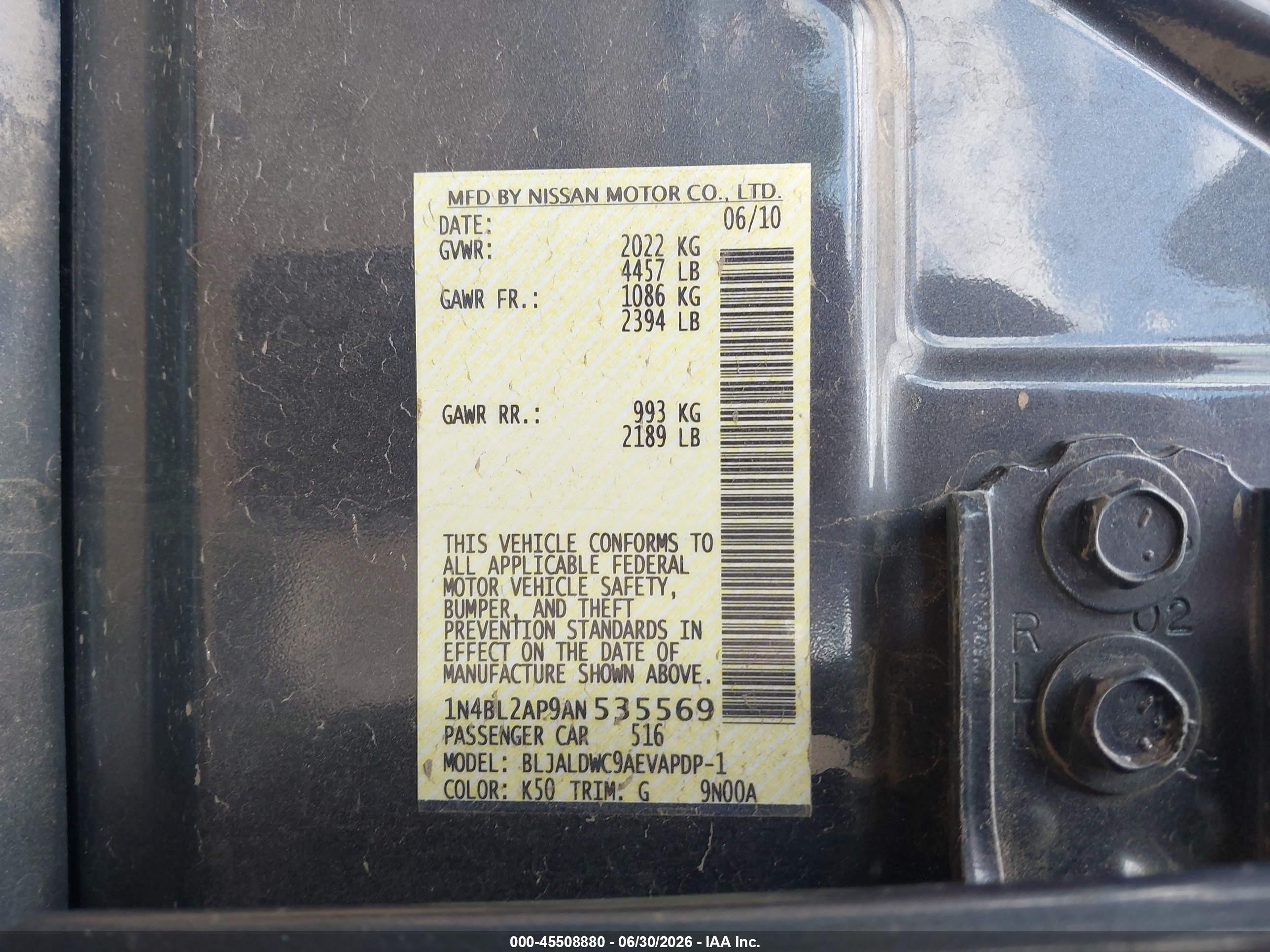 2010 Nissan Altima 3.5 Sr Gray vin: 1N4BL2AP9AN535569