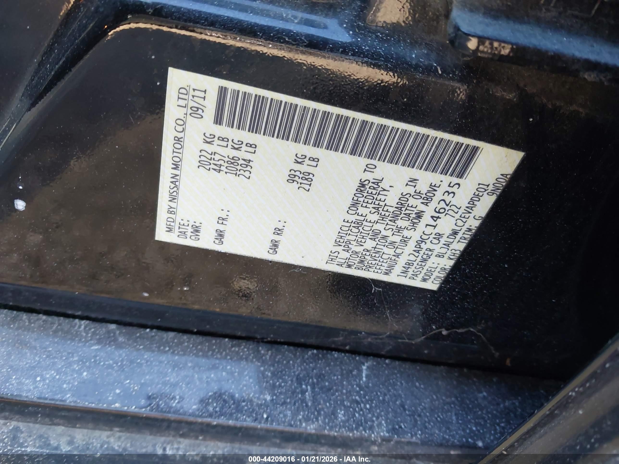 2012 Nissan Altima 3.5 Sr Black vin: 1N4BL2AP9CC146235