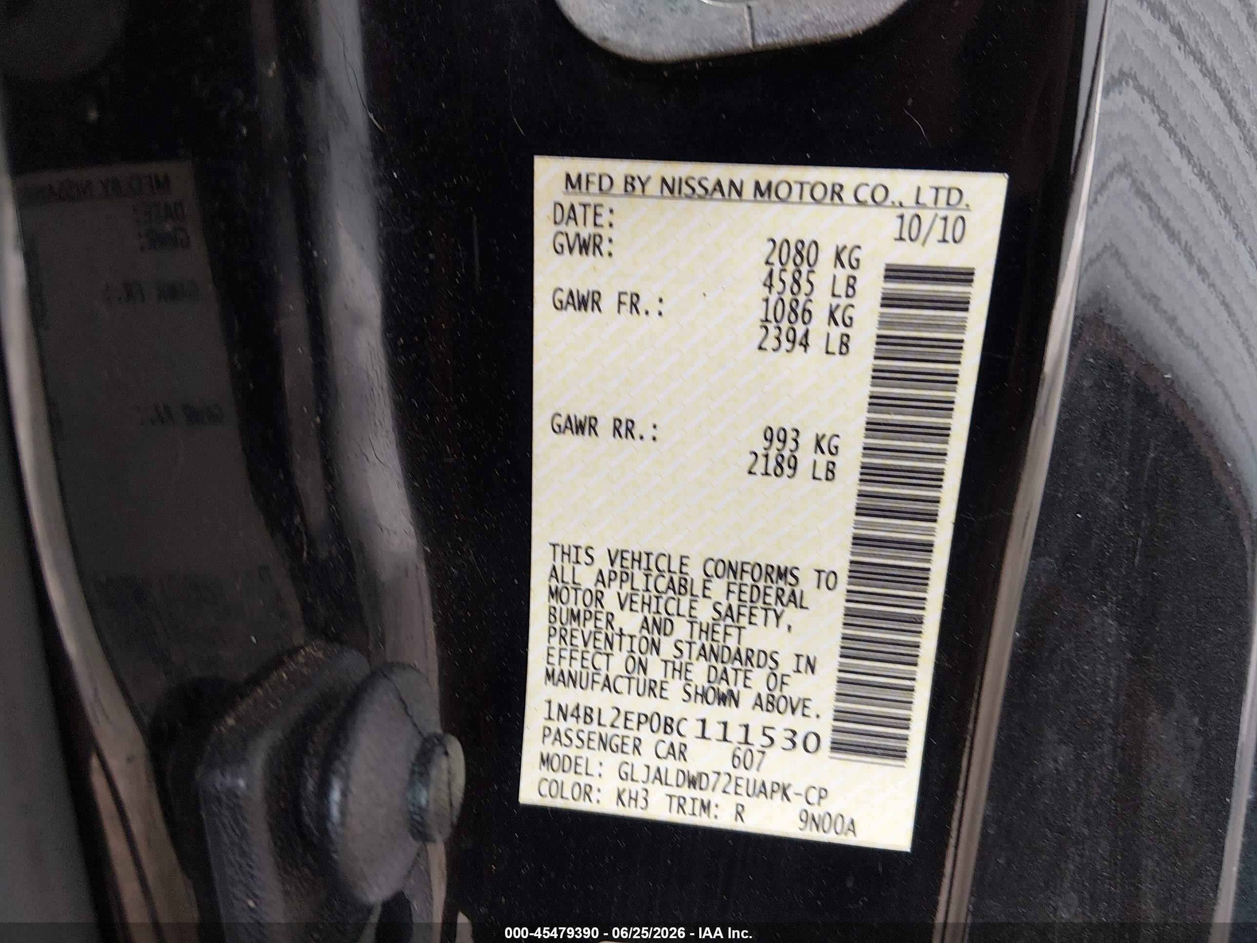 2011 Nissan Altima 3.5 Sr Черный vin: 1N4BL2EP0BC111530