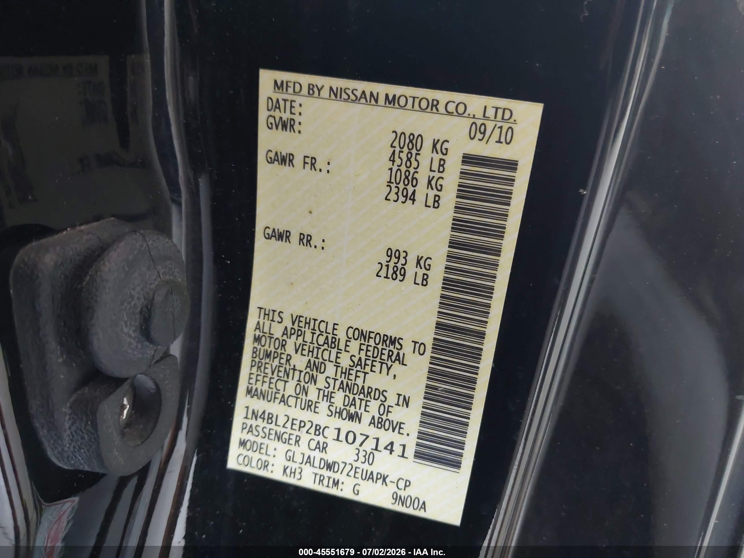 2011 Nissan Altima 3.5 Sr Black vin: 1N4BL2EP2BC107141