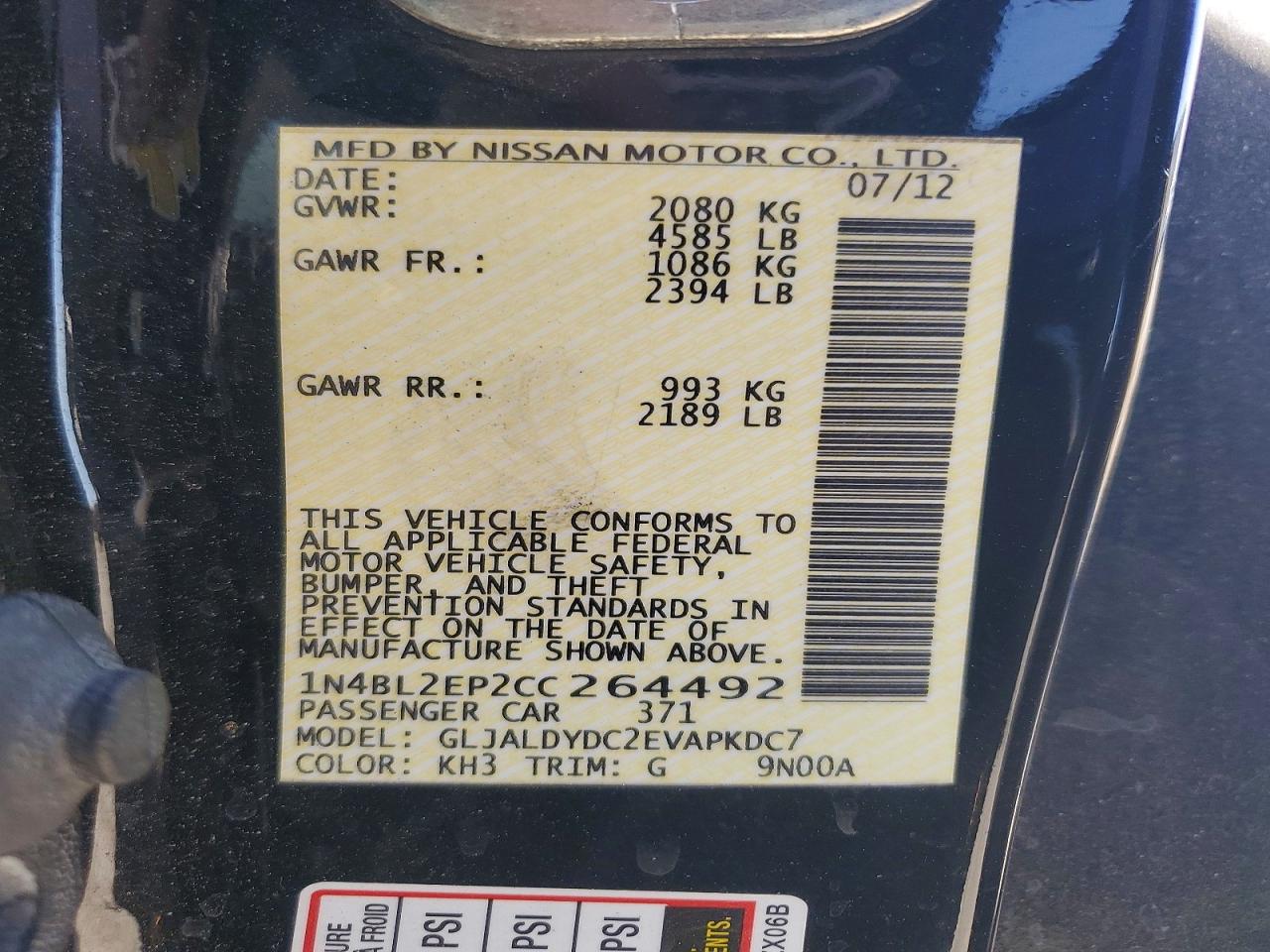 2012 Nissan Altima Sr Black vin: 1N4BL2EP2CC264492