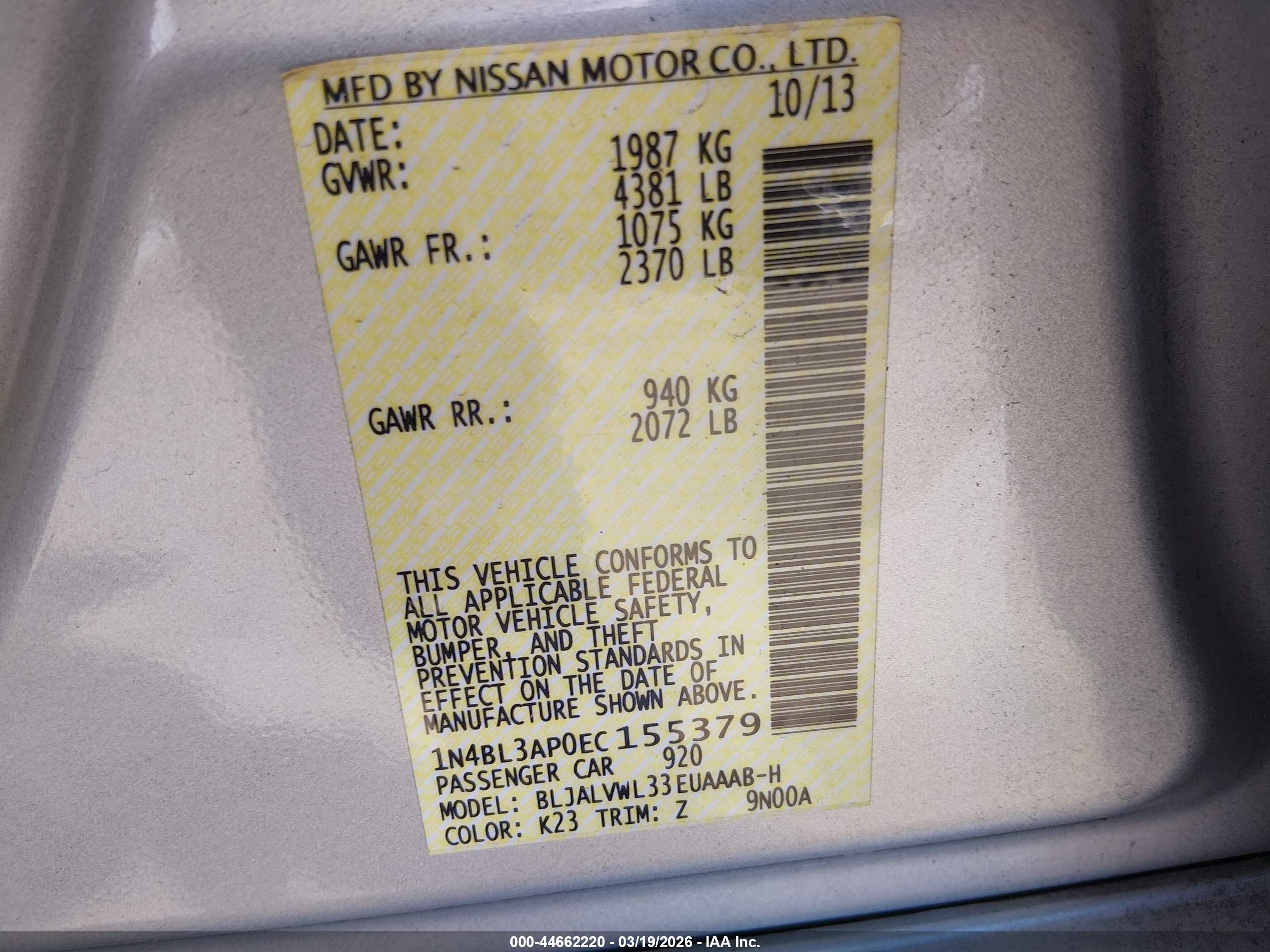 2014 Nissan Altima 3.5 Sl Silver vin: 1N4BL3AP0EC155379