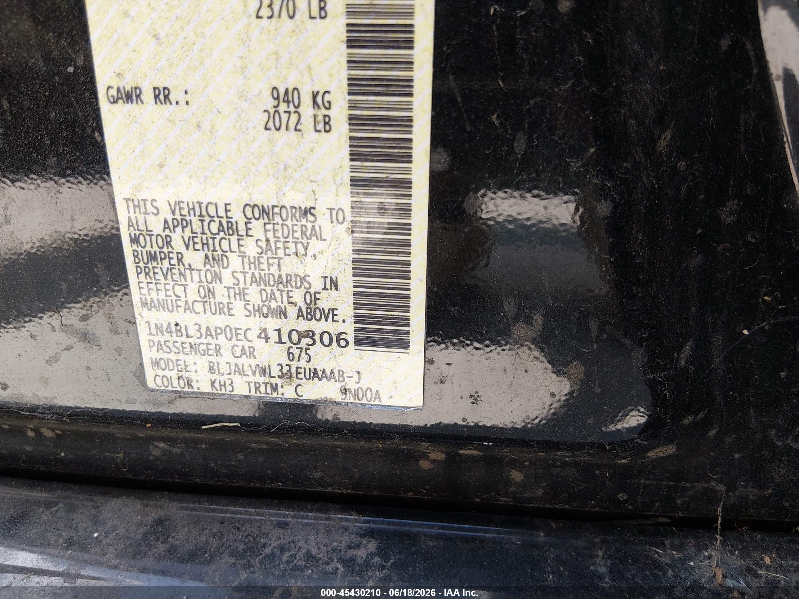 2014 Nissan Altima 3.5 Sl Black vin: 1N4BL3AP0EC410306