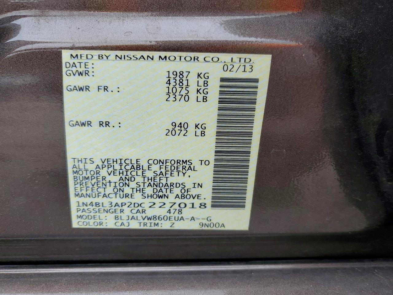 2013 Nissan Altima 3.5 S Brown vin: 1N4BL3AP2DC227018