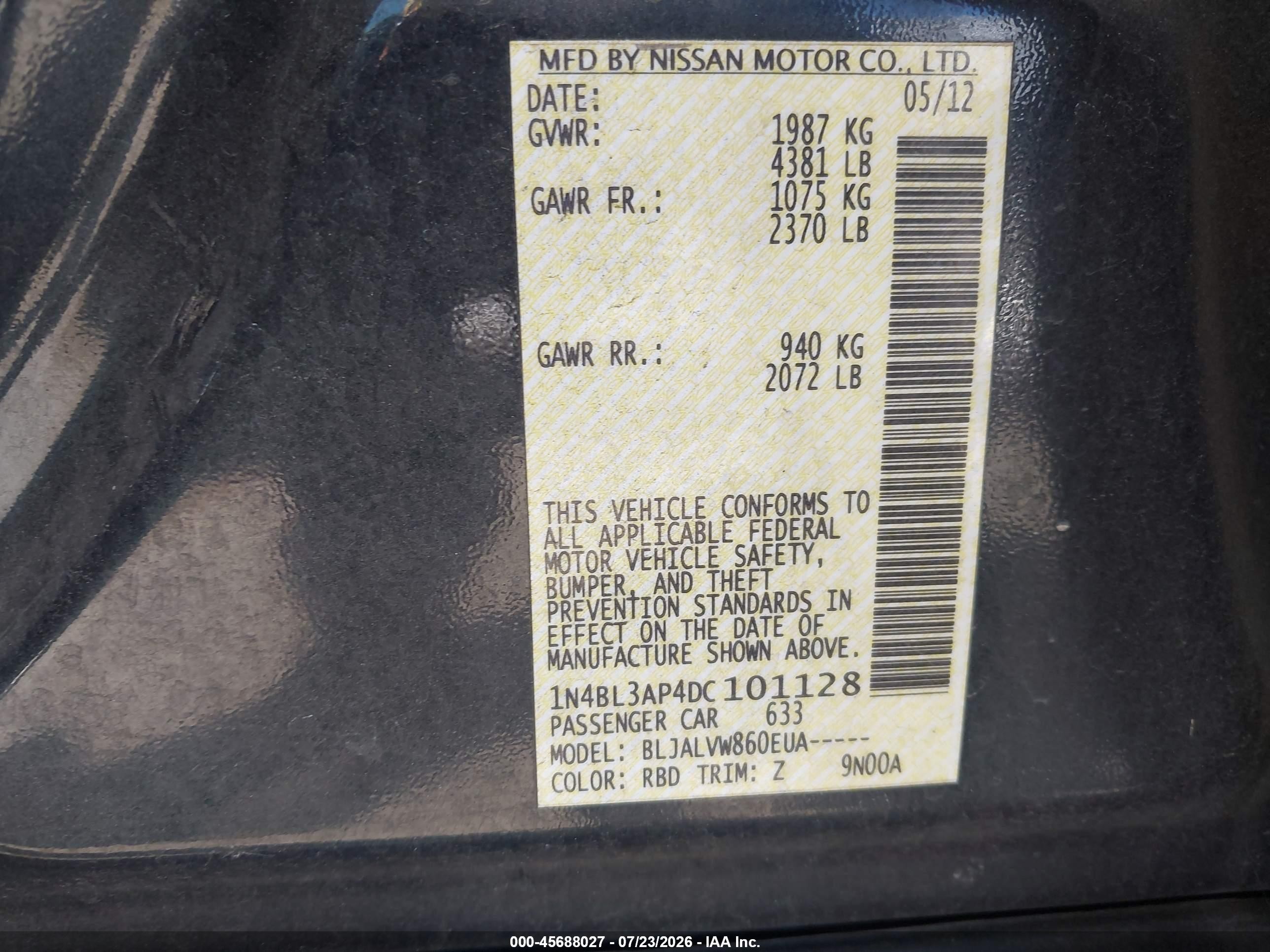 2013 Nissan Altima 3.5 Sl Gray vin: 1N4BL3AP4DC101128