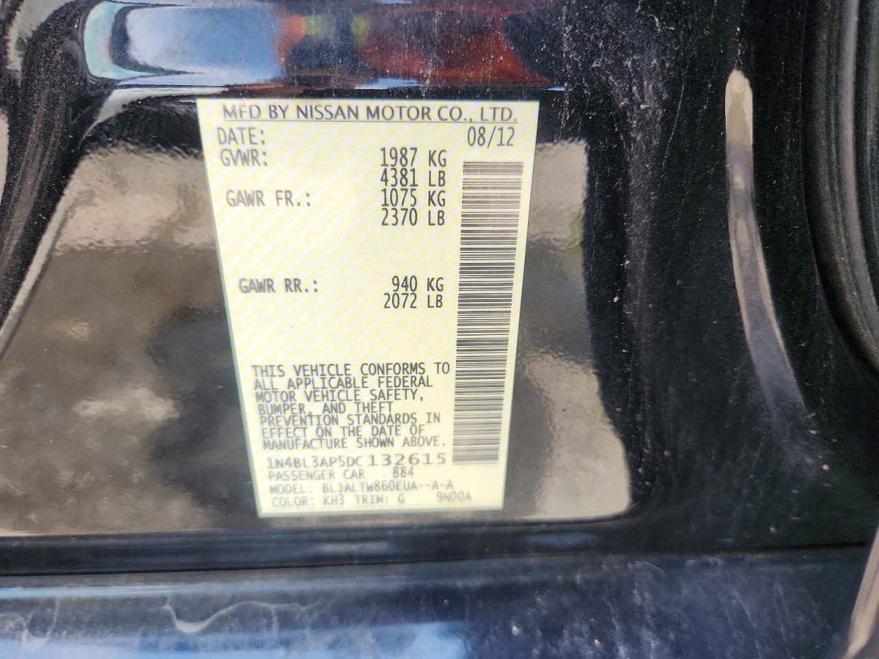 2013 Nissan Altima 3.5s Black vin: 1N4BL3AP5DC132615