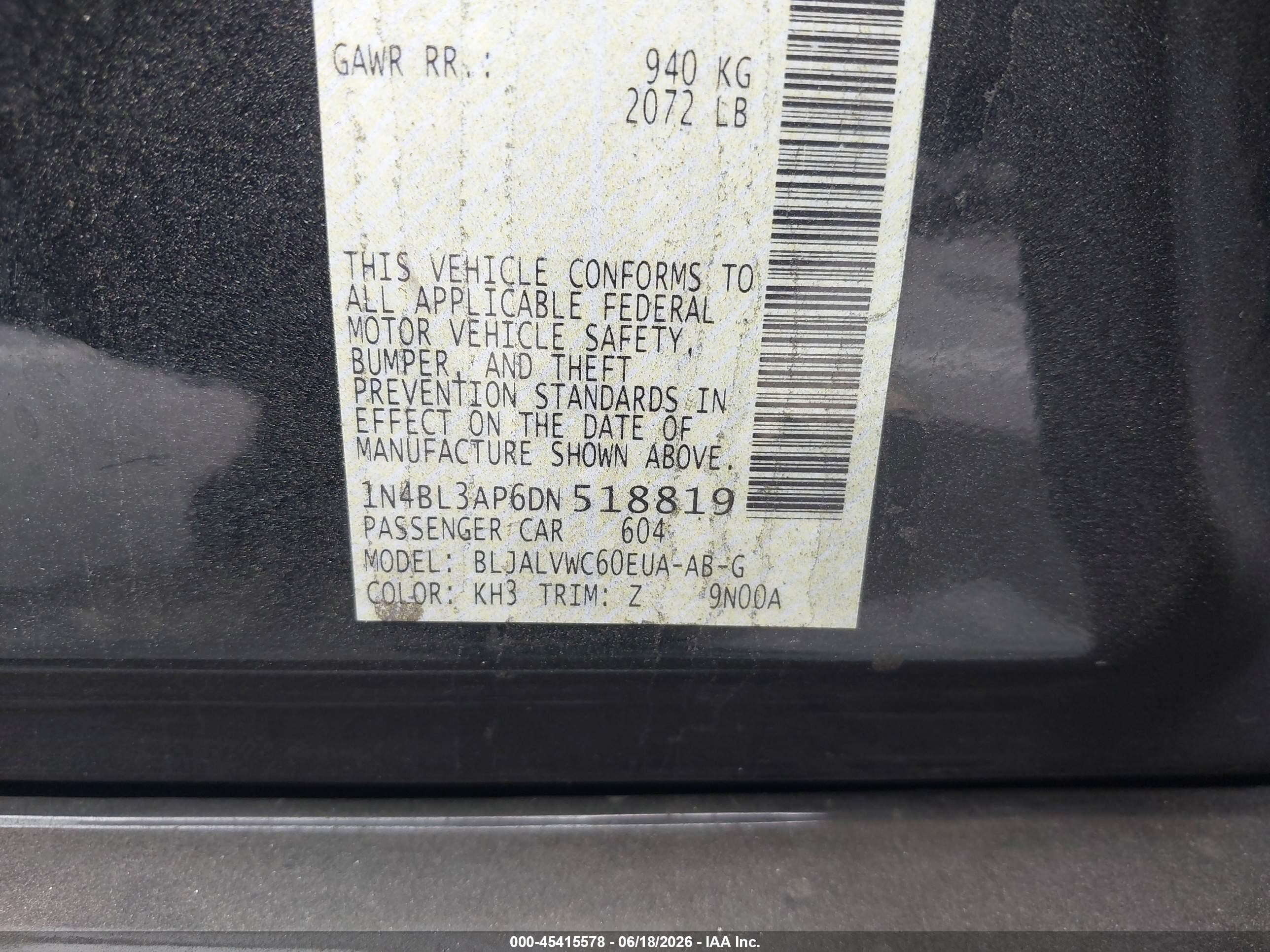 2013 Nissan Altima 3.5 Sl Black vin: 1N4BL3AP6DN518819