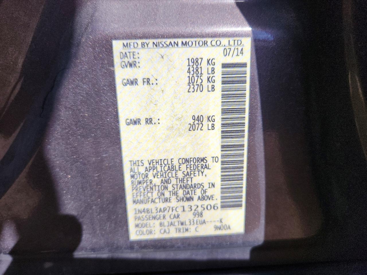 2015 Nissan Altima 3.5 Sl Brown vin: 1N4BL3AP7FC132506