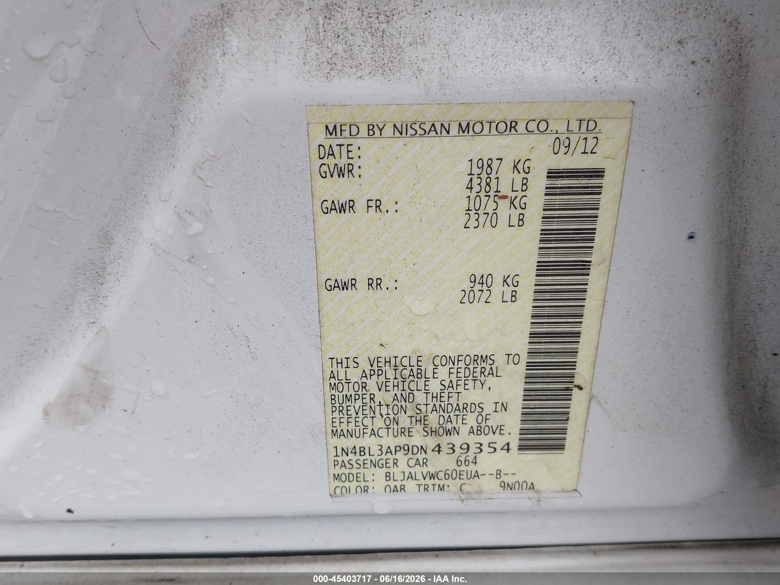 2013 Nissan Altima 3.5 Sl White vin: 1N4BL3AP9DN439354