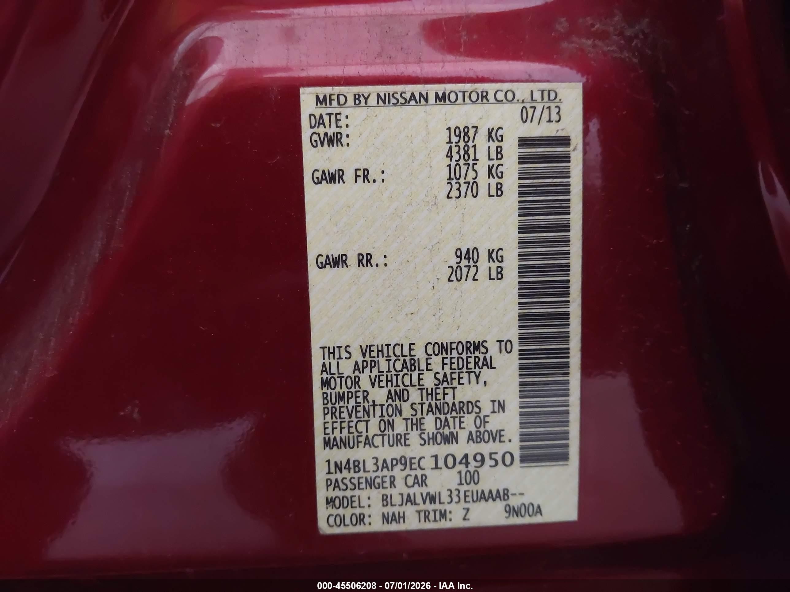 2014 Nissan Altima 3.5 Sl Red vin: 1N4BL3AP9EC104950