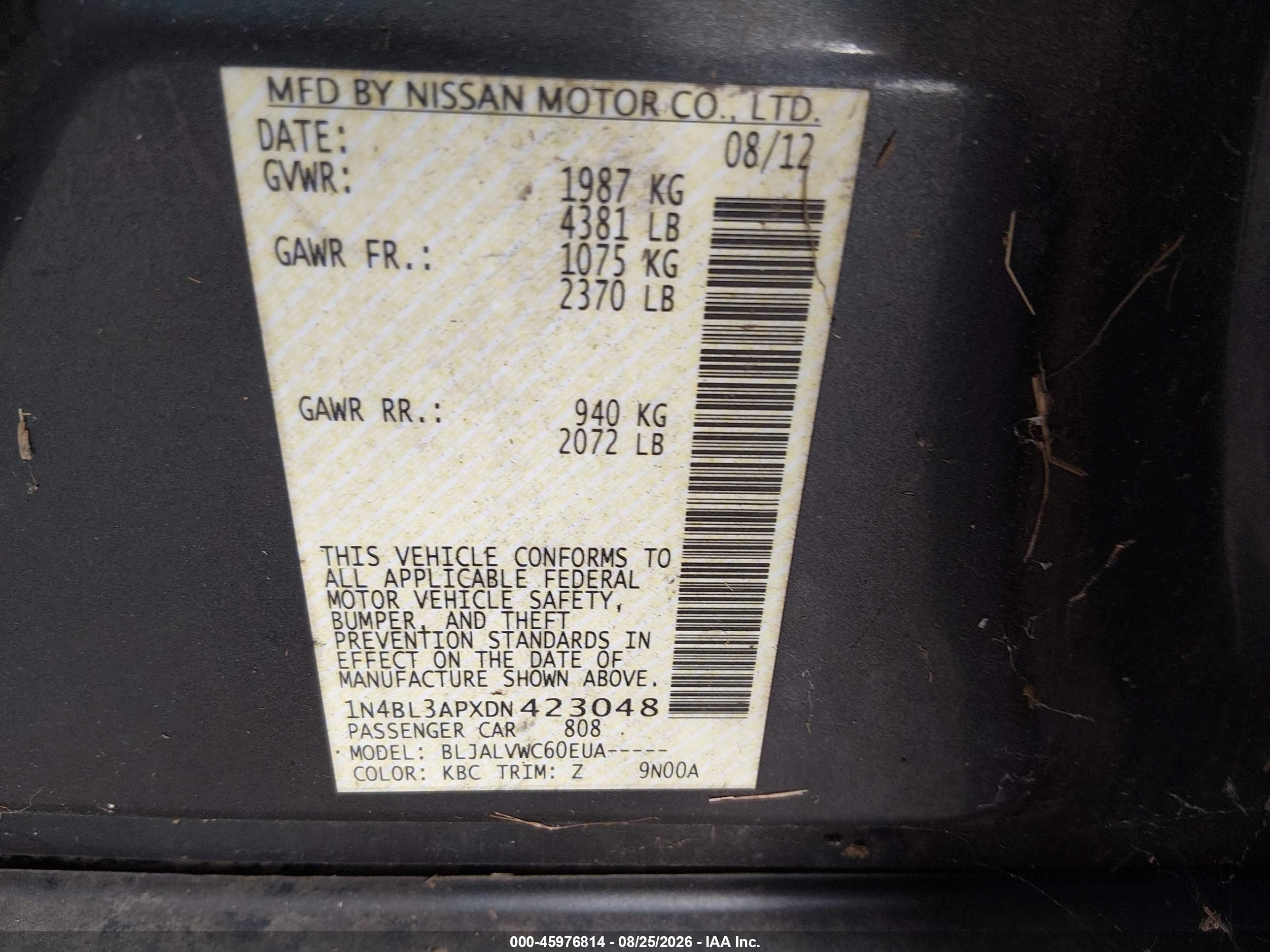 2013 Nissan Altima 3.5 Sl Gray vin: 1N4BL3APXDN423048