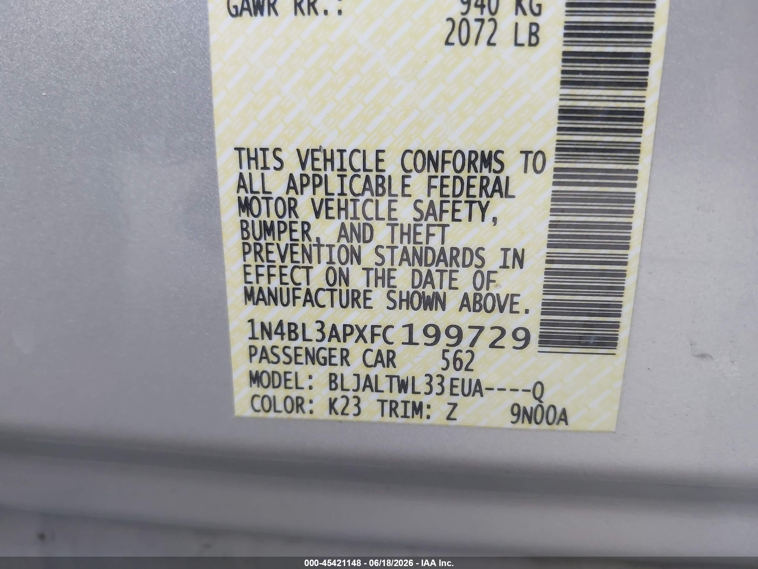 2015 Nissan Altima 3.5 Sl Silver vin: 1N4BL3APXFC199729
