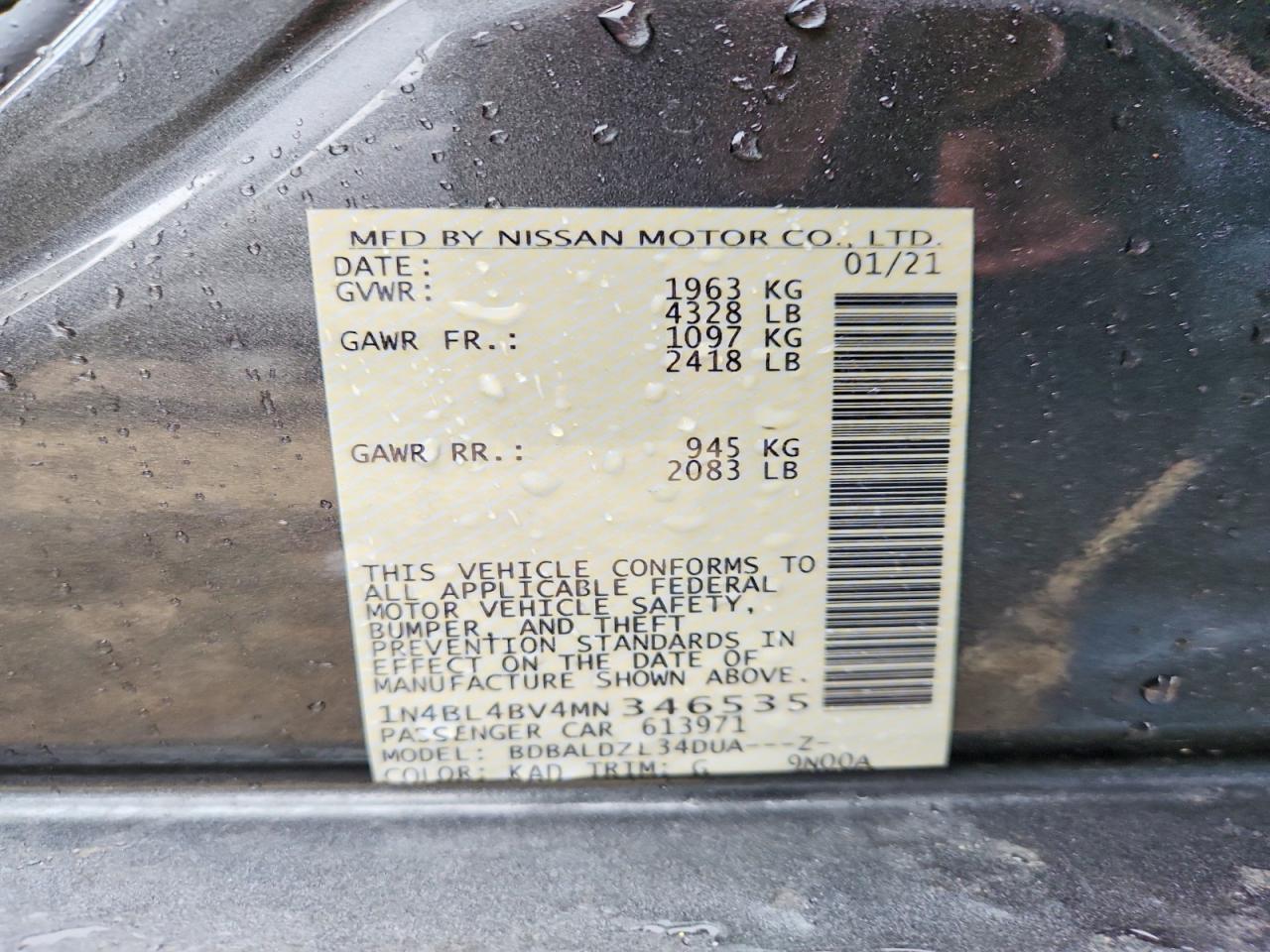 2021 Nissan Altima S Gray vin: 1N4BL4BV4MN346535