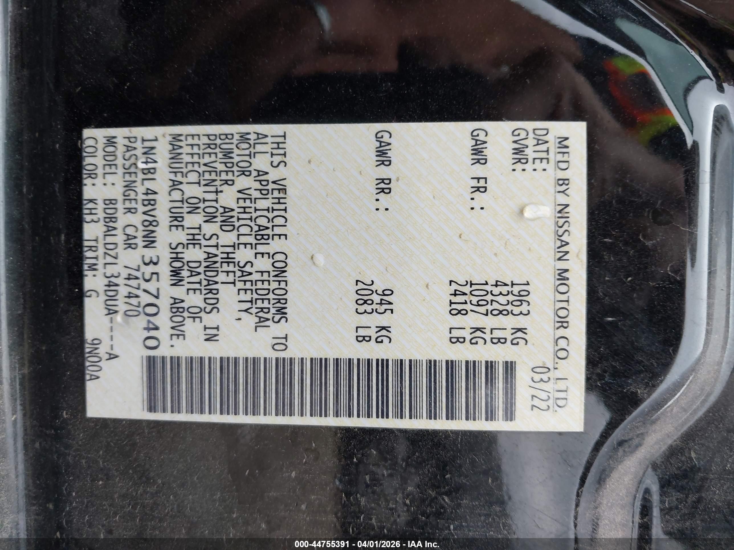 2022 Nissan Altima S Fwd Черный vin: 1N4BL4BV8NN357040