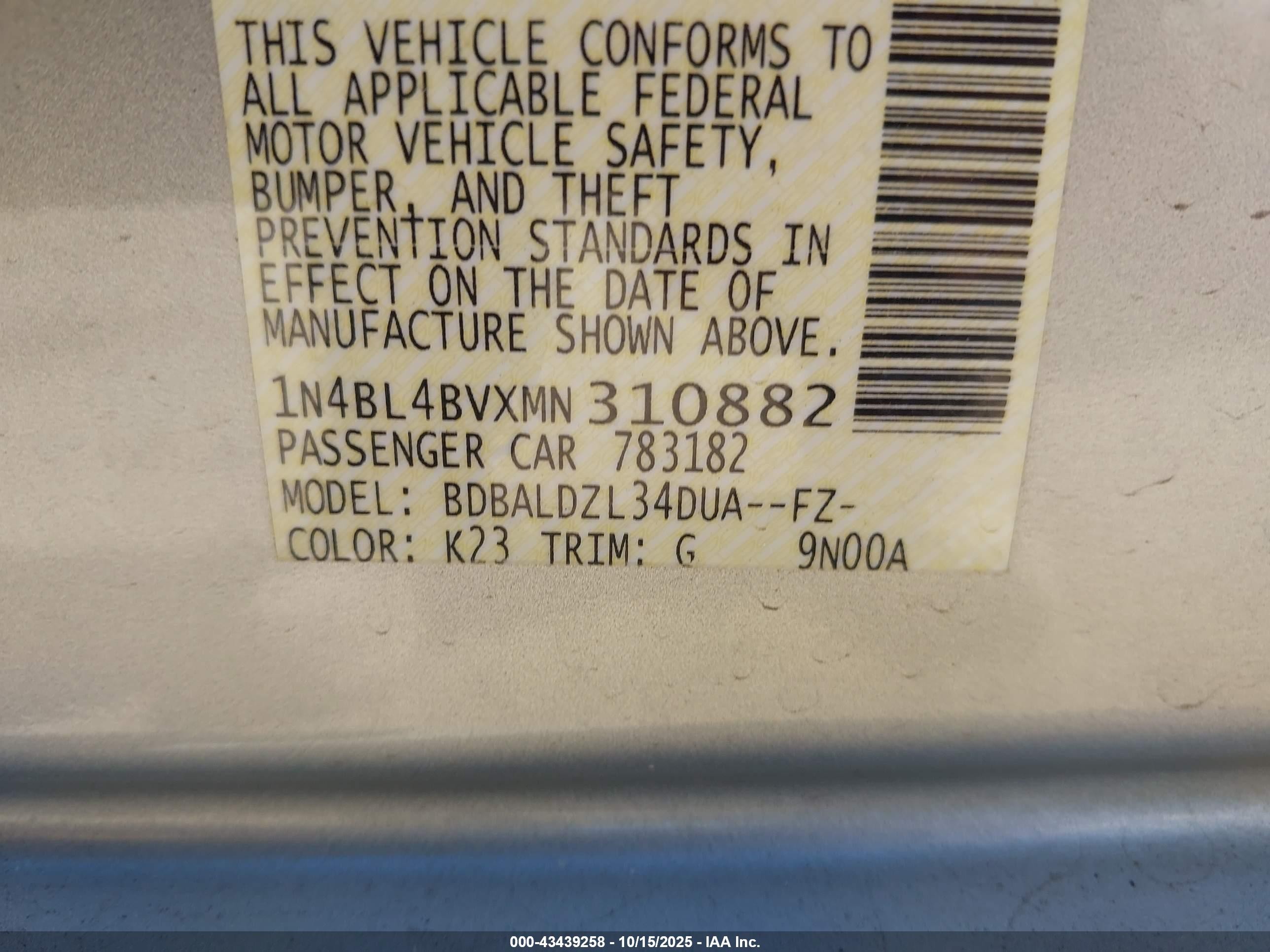 2021 Nissan Altima S Fwd Silver vin: 1N4BL4BVXMN310882