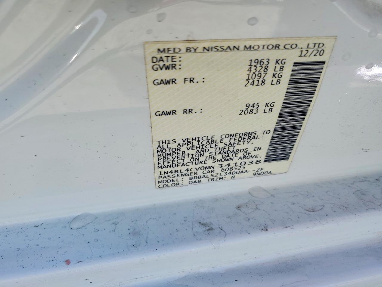 2021 Nissan Altima Sr White vin: 1N4BL4CV0MN341038