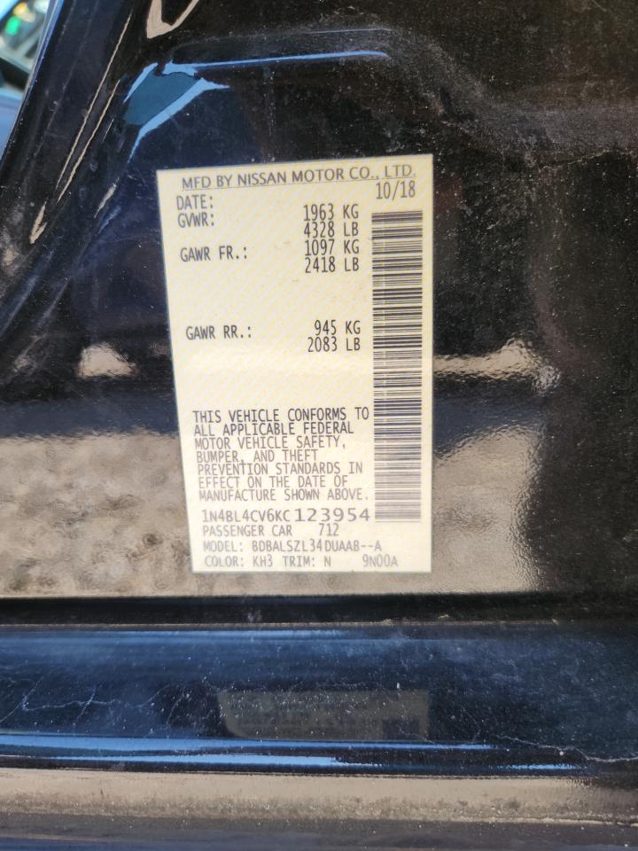 2019 Nissan Altima Sr Black vin: 1N4BL4CV6KC123954